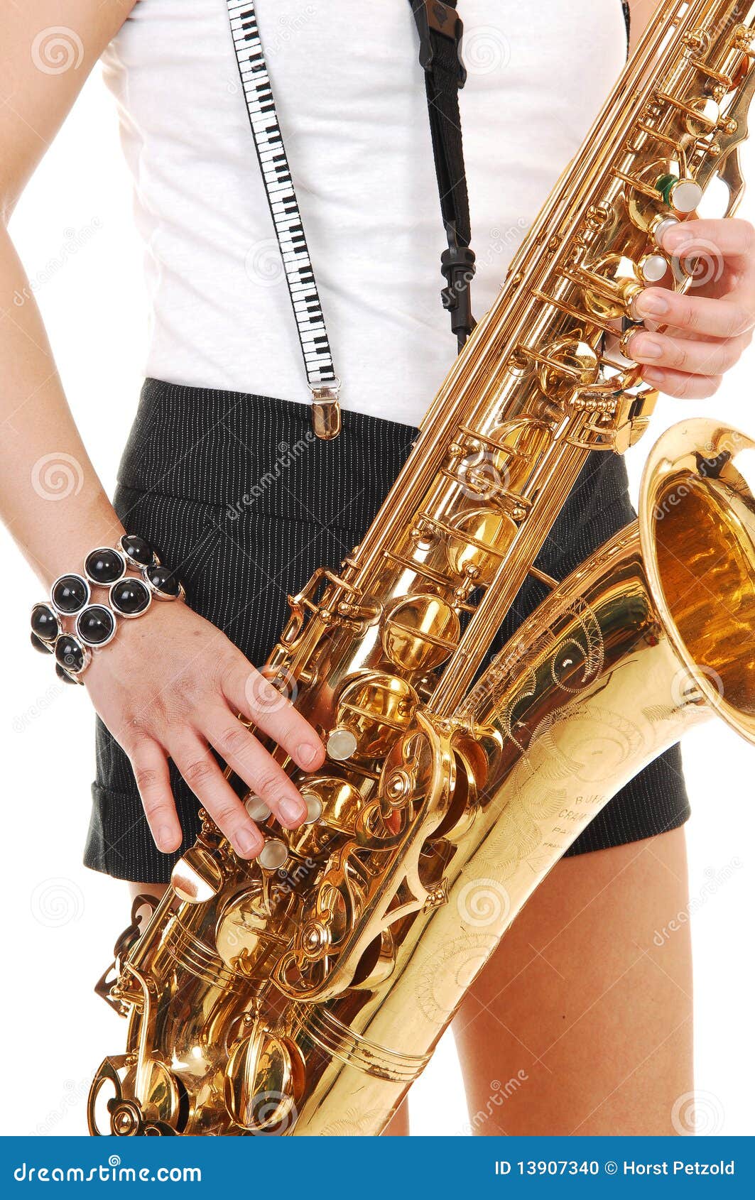 Chinese Girl Playing the Saxophone. Stock Photo Image of female