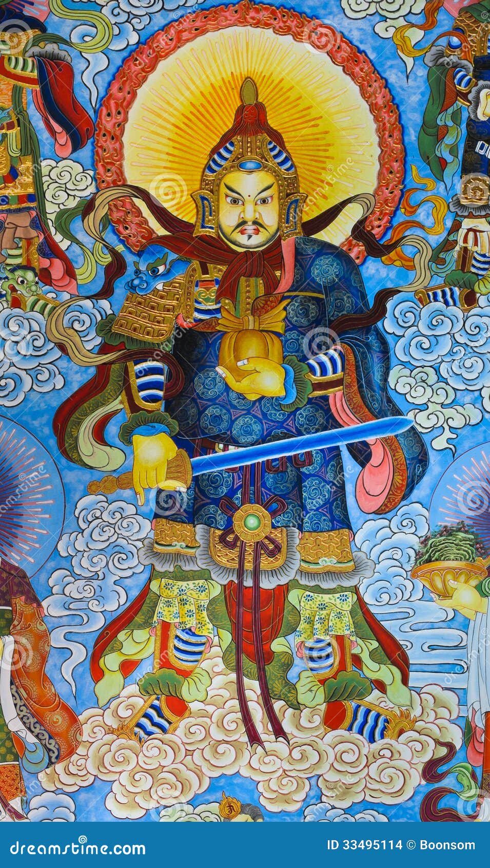 Chinese god painting stock photo. Image of thailand, colorful ...