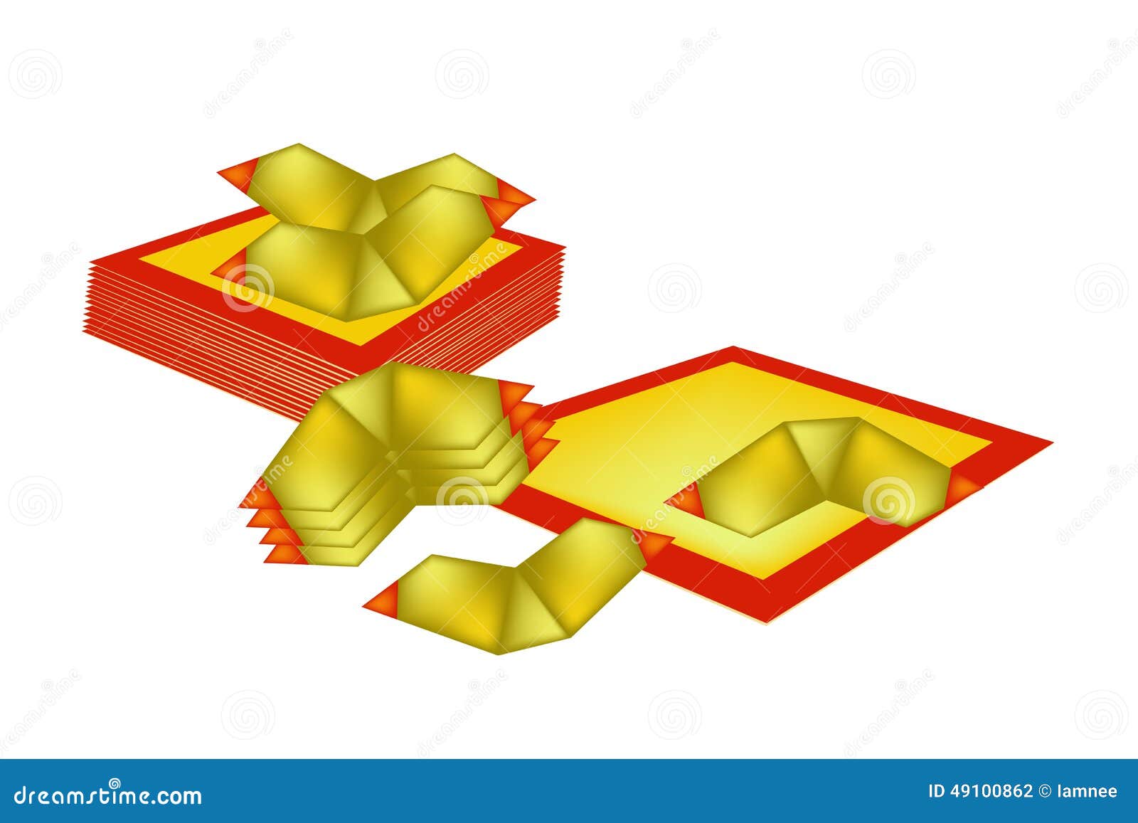 Traditional Chinese, Chinese Gold and Joss Paper or Ghost Money for Chinese  New Year Celebration and Special Occasions. Stock Vector