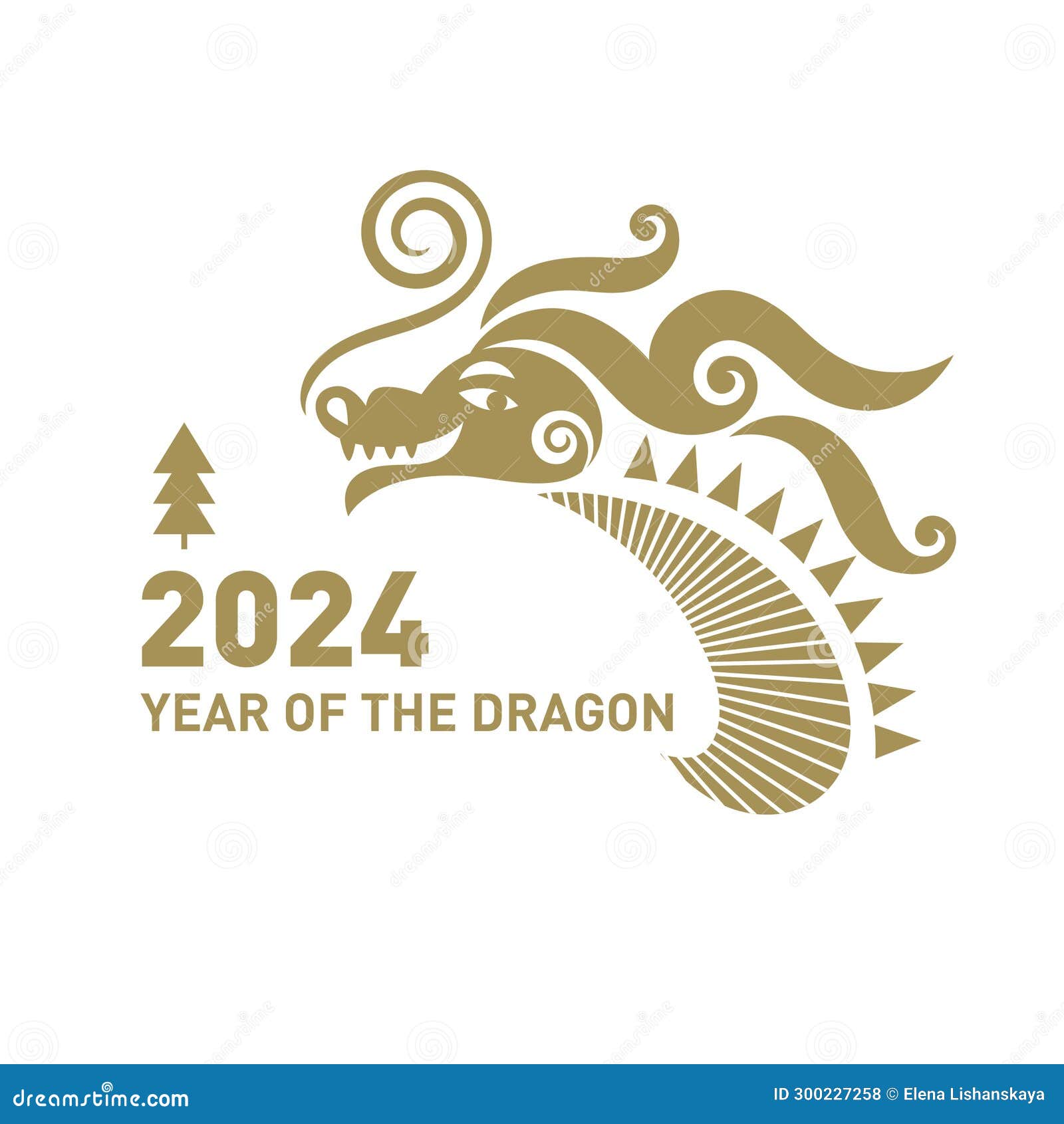 Chinese Happy New Year 2024. Logo Design. Year of the Dragon Stock