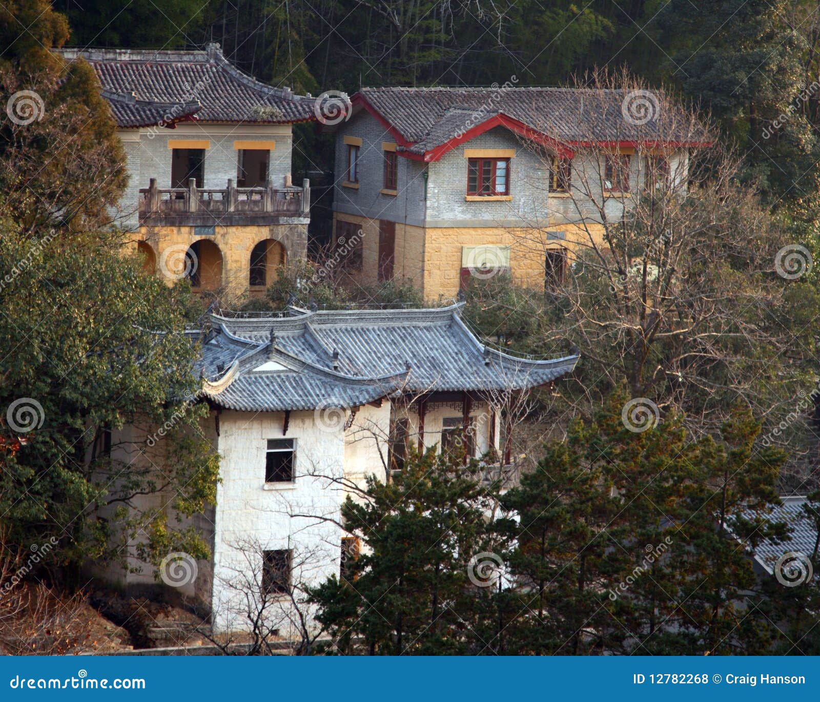 Chinese Houses in the Woods Stock Photo Image of anhui, style 12782268