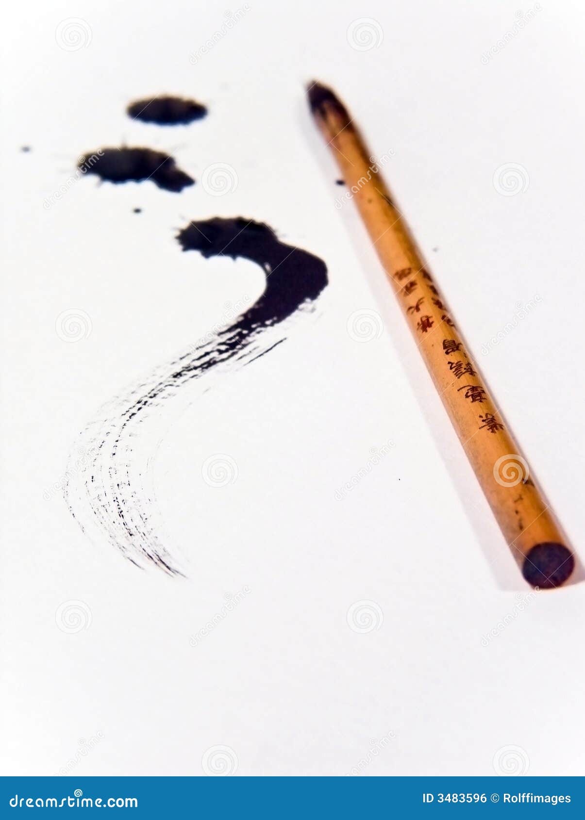Chinese ink brush stock photo. Image of artist, grungy 3483596