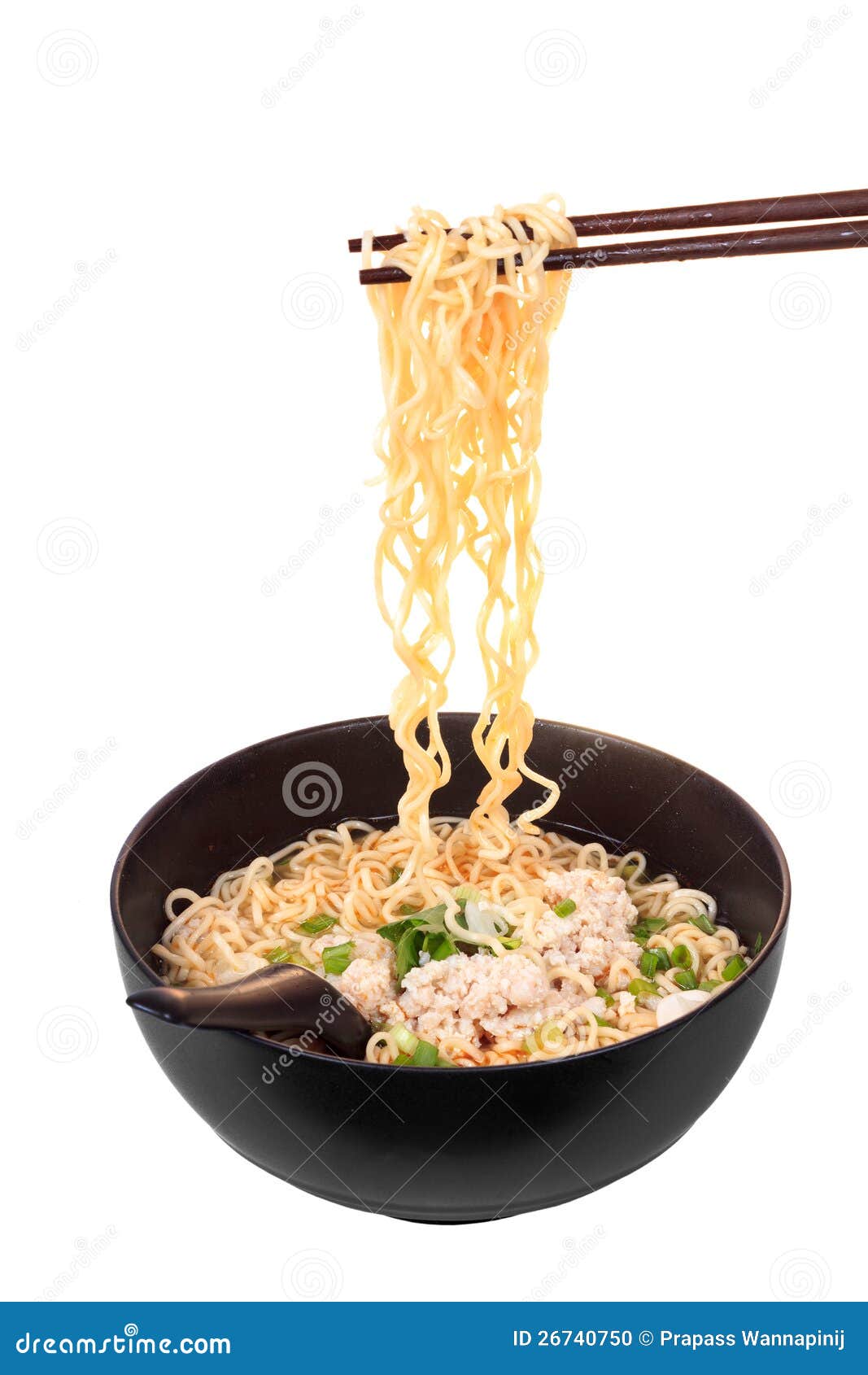 Chinese Instant Noodle With Minced Pork Stock Photo Image of shallot