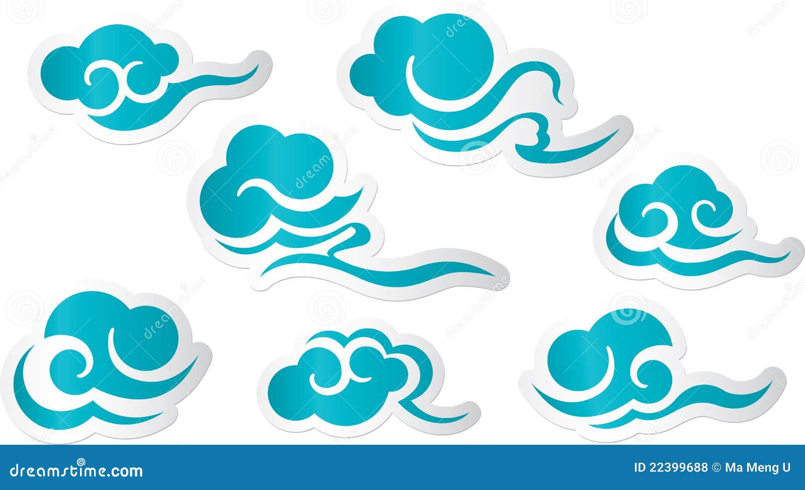 Chinese And Japanese Clouds Design Set Royalty Free Stock Photos
