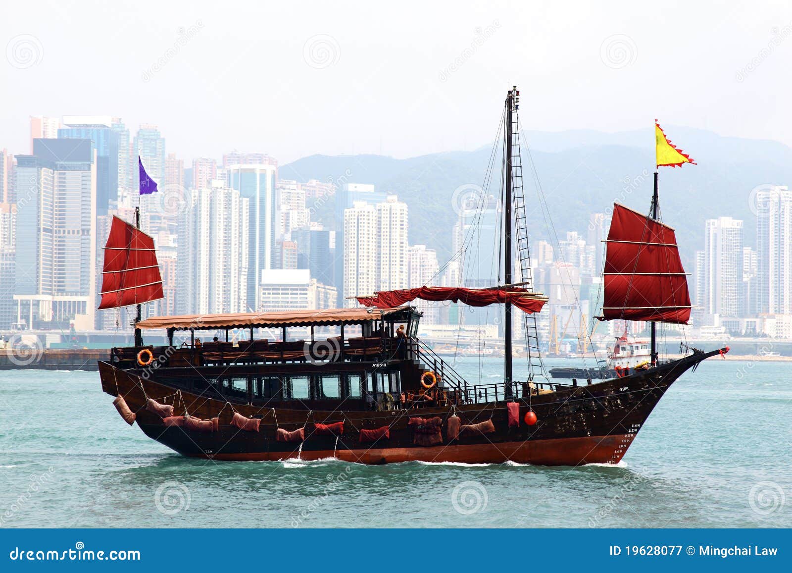 chinese junk stock image. image of building, boat, yellow