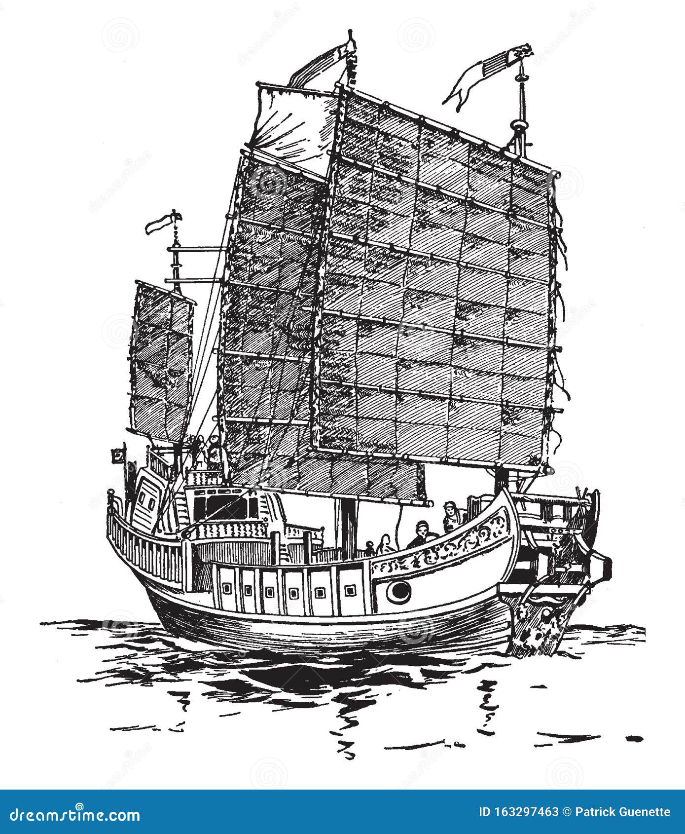 Chinese Junk, Vintage Illustration Stock Vector - Illustration of ...