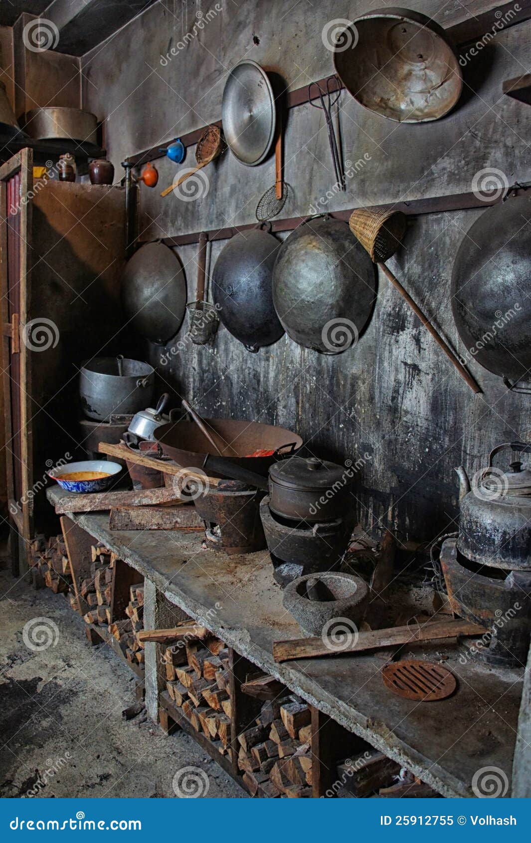 Chinese Kitchen Old Days Stock Image Image Of Province 25912755