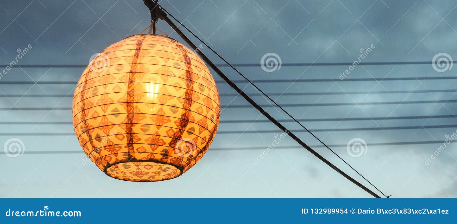 chinese lamp that illuminates the restaurant.