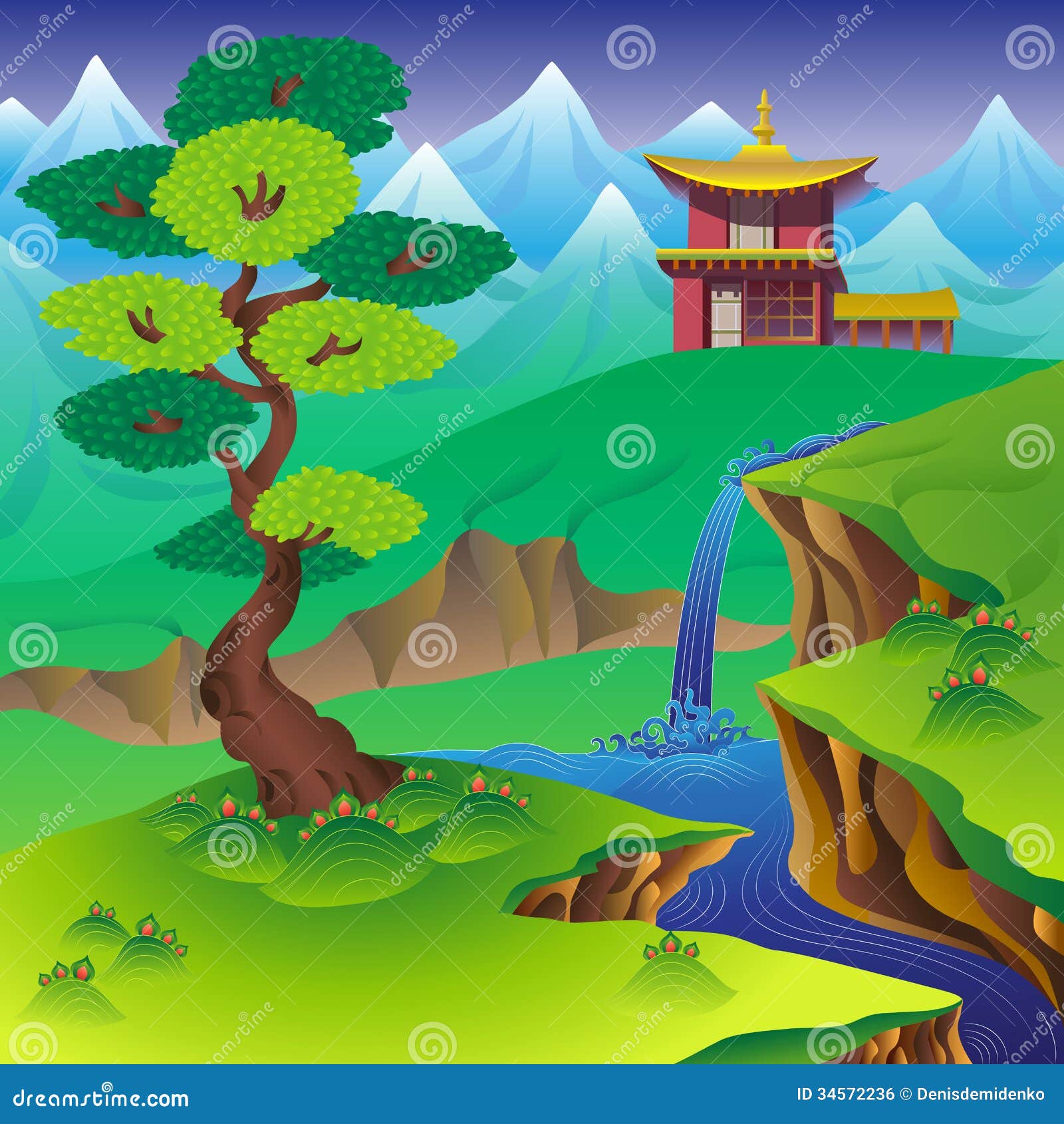 Chinese Landscape Royalty Free Stock Image - Image: 34572236