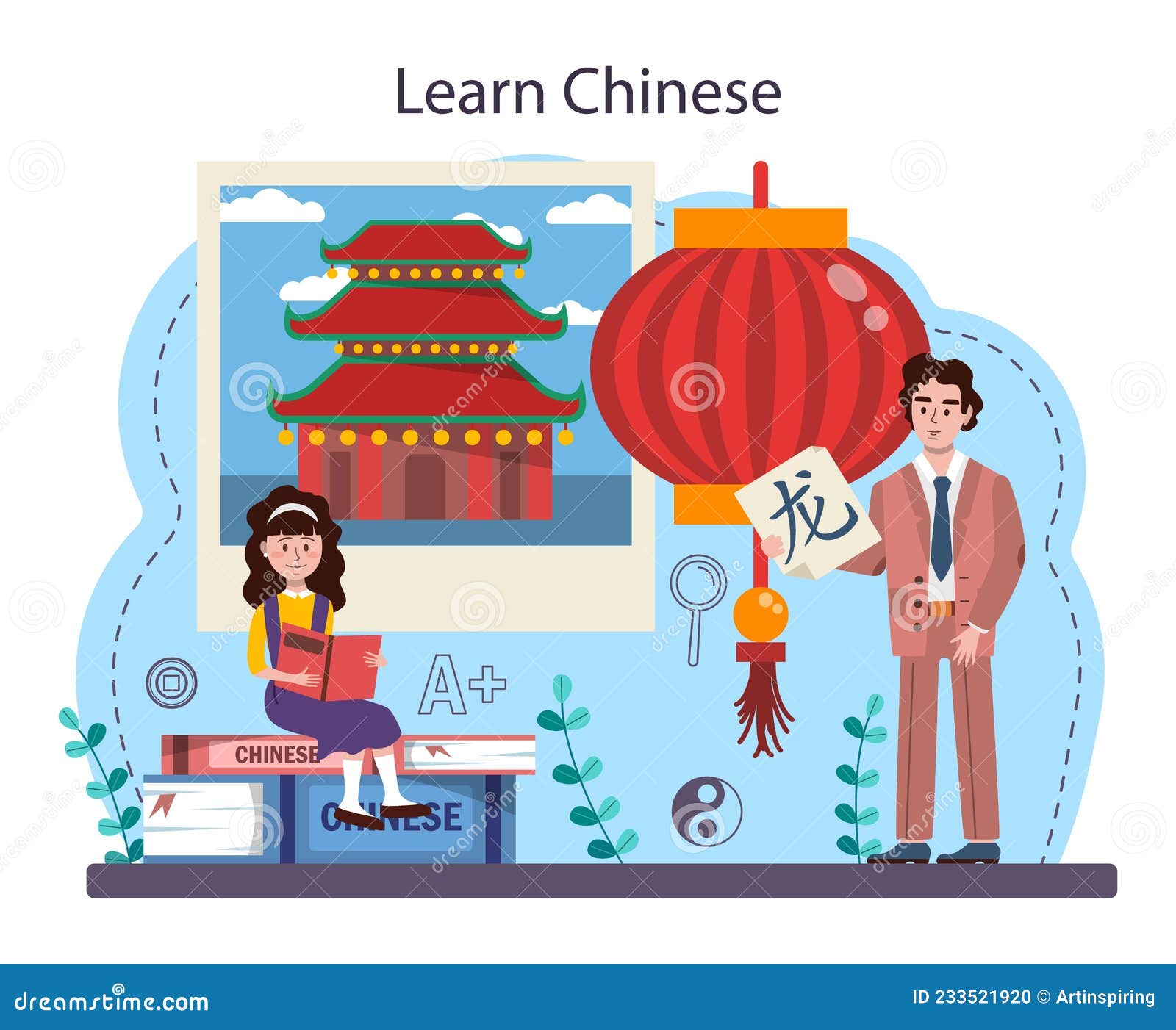 Chinese Language Learning Concept. Language School Chinese Stock Vector -  Illustration Of Talk, Teaching: 233521920