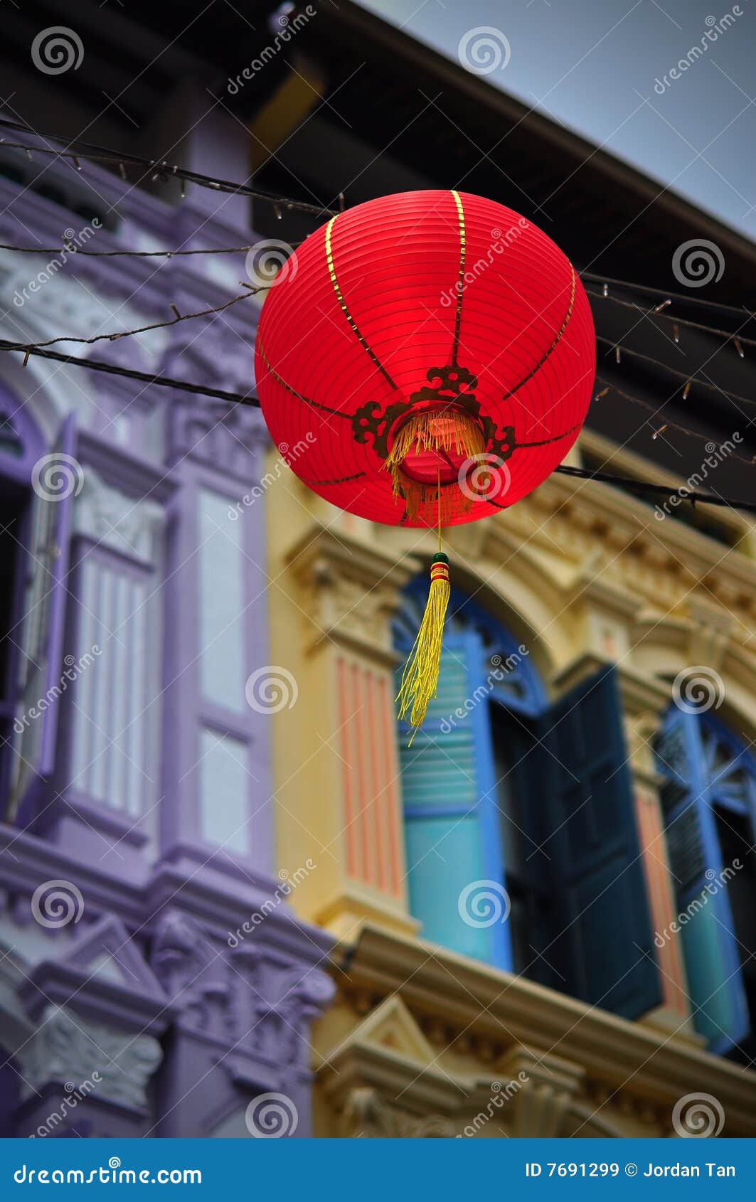 Chinese Lanterns in Front of Shop Houses Stock Image Image of year