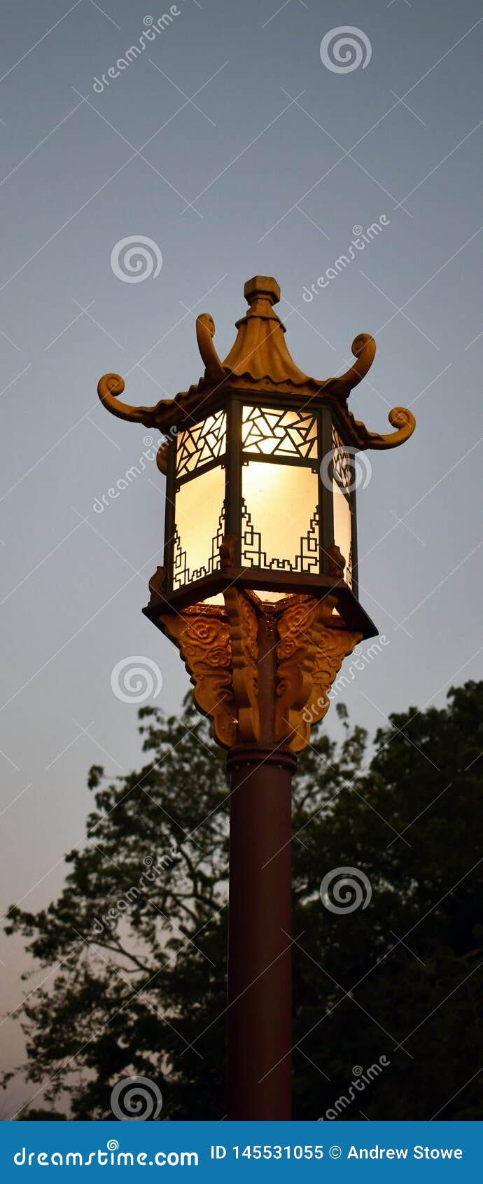 Chinese Light Fixture Evening Sky Stock Image Image of chinatown
