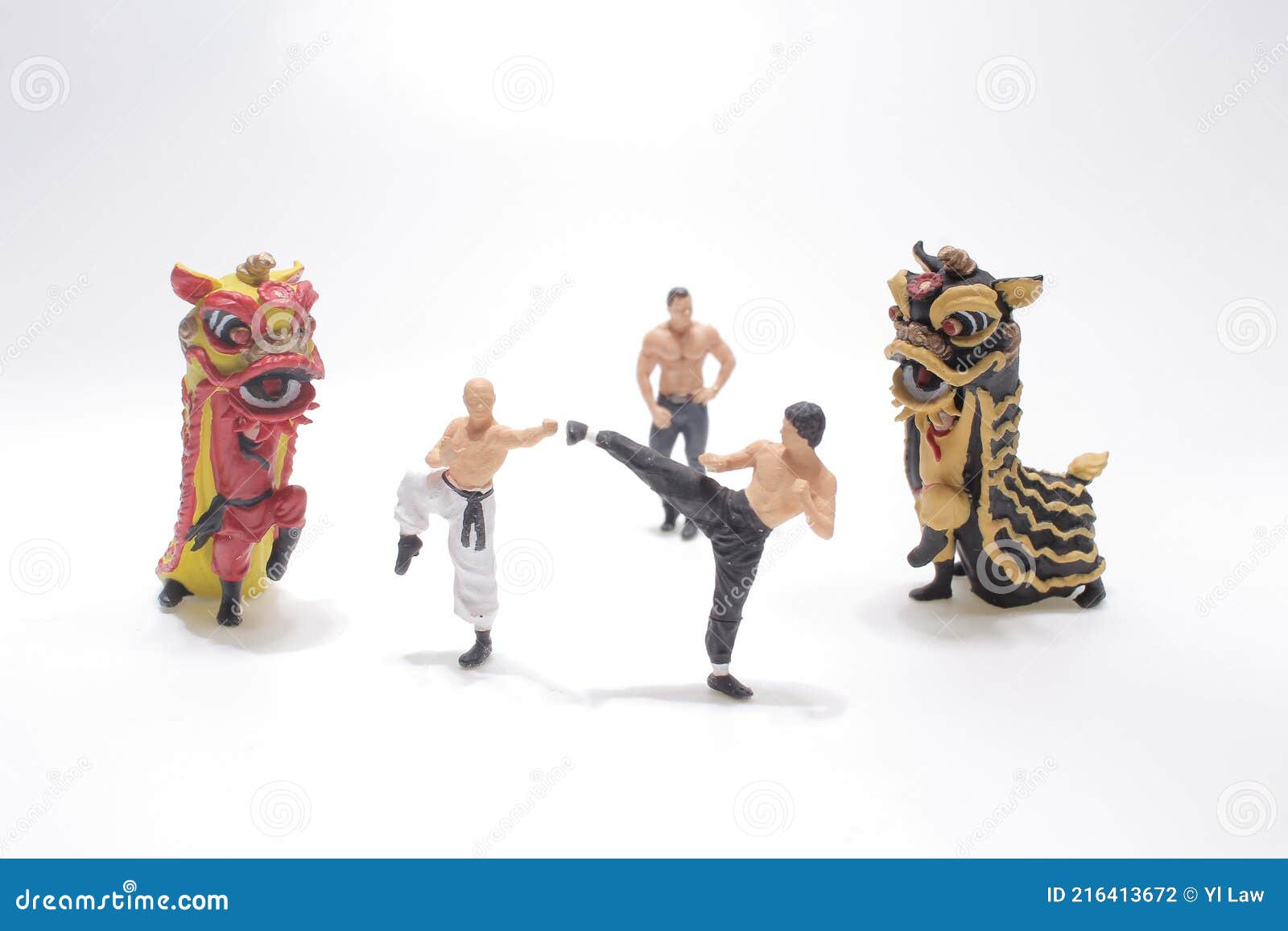 A Chinese Lion Dance Withe the Martial Figure Stock Photo Image of