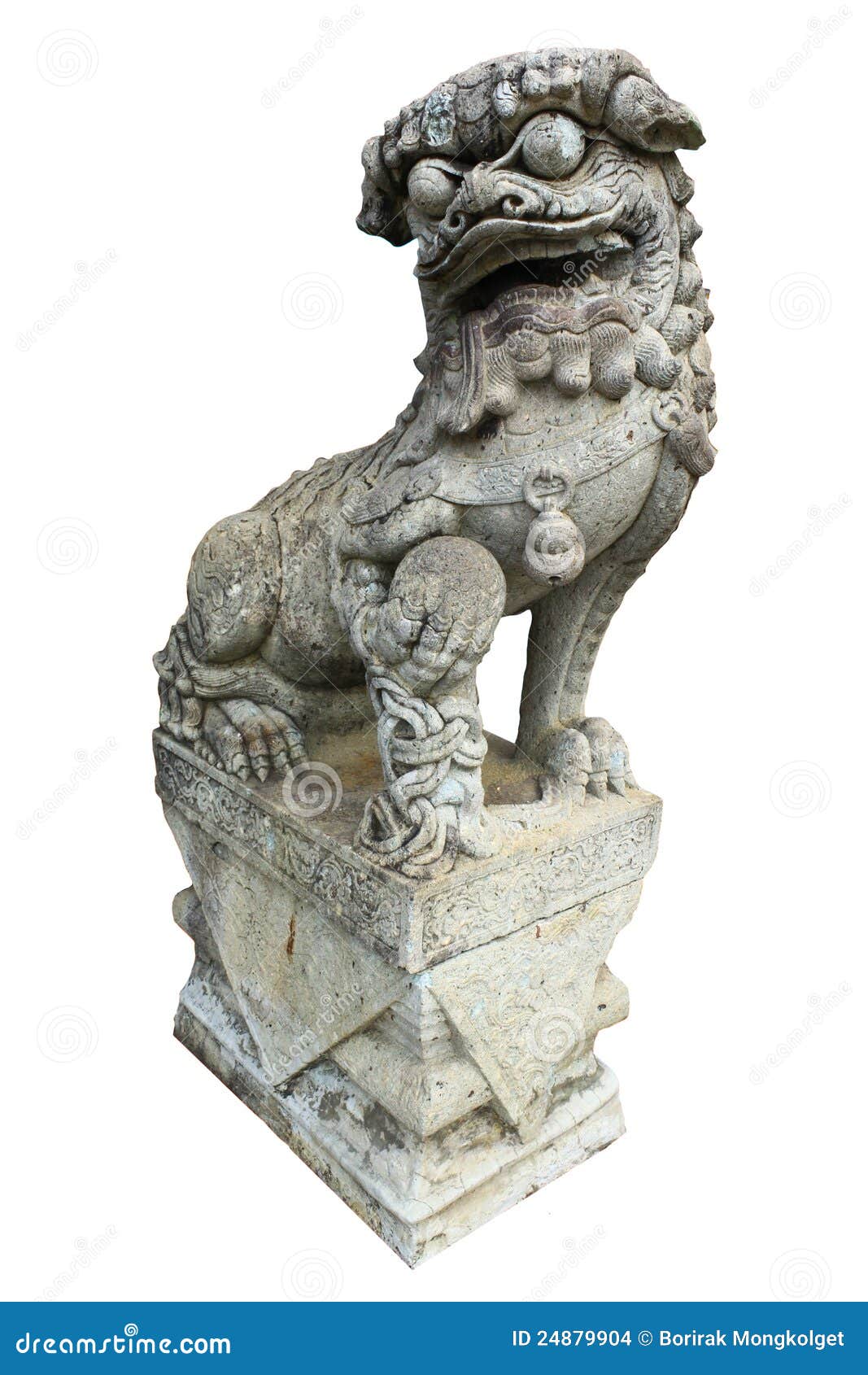 A Chinese Lion Statue Isolated Stock Photo Image of asia, asian 24879904