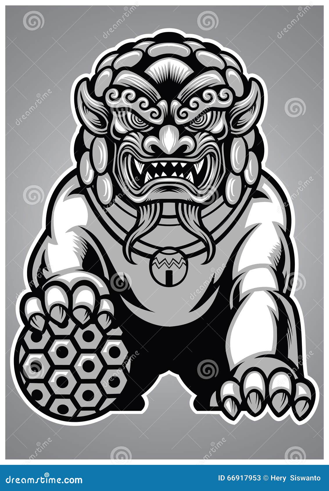 Chinese lion statue stock vector. Illustration of prosperity - 66917953