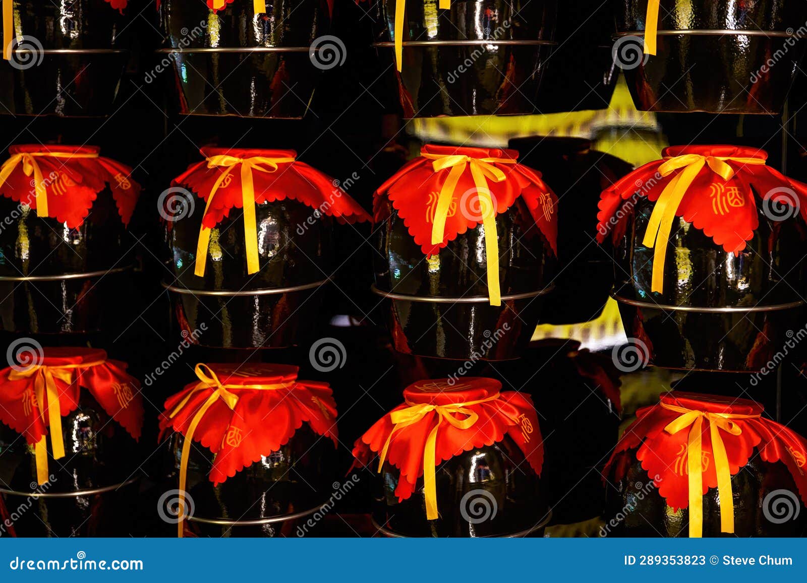 Chinese Liquor Ceramic Jars in a Wine Cellar Stock Image Image of