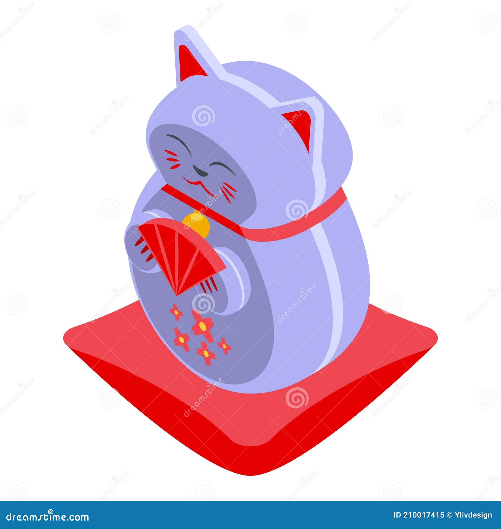 Chinese Lucky Cat Icon, Isometric Style Stock Vector Illustration of good, vector 210017415