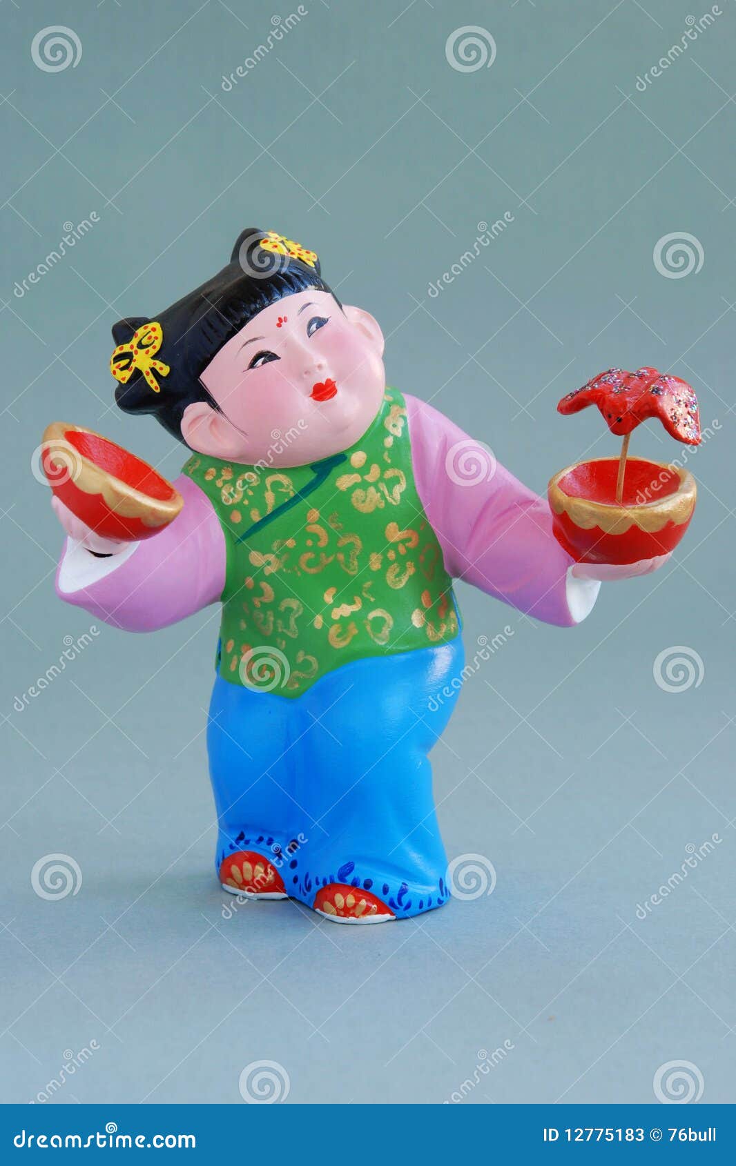 Chinese Lucky Clay Figurine Great Happiness Stock Image Image of