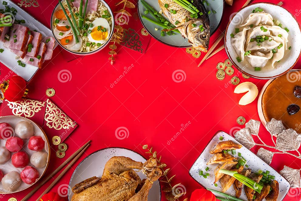 Chinese Lunar New Year Dinner Table Stock Image Image of dinner
