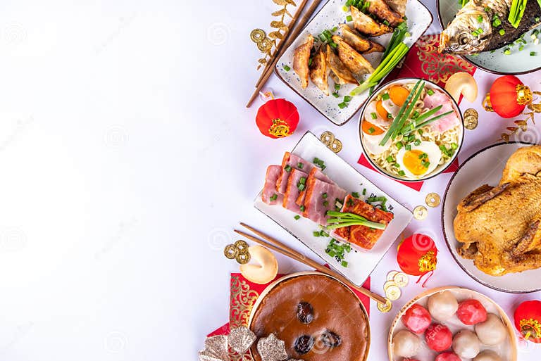 Chinese Lunar New Year Dinner Table Stock Photo Image of chicken