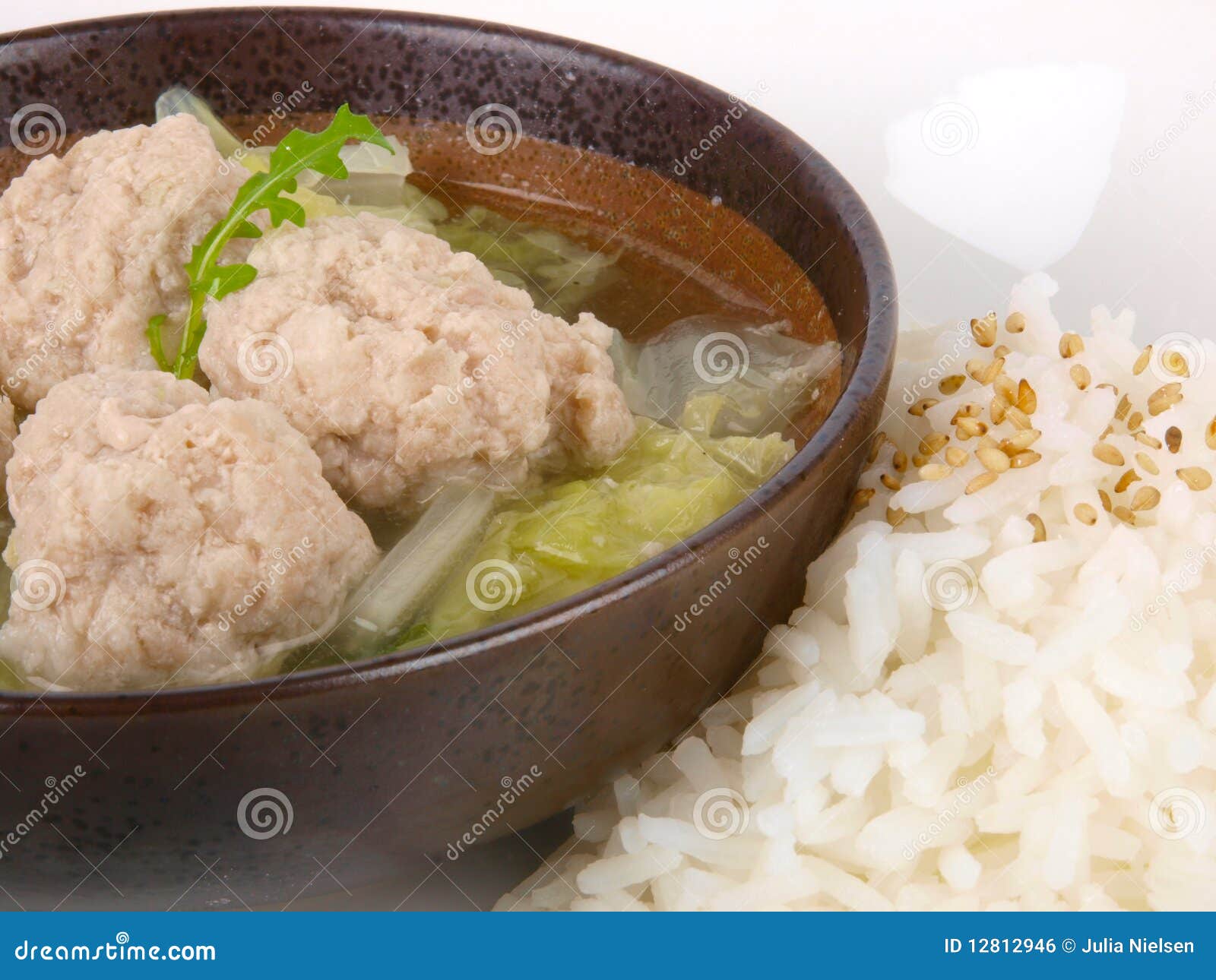 Chinese Meat Ball Soup with Rice Stock Photo Image of vegetable, meat