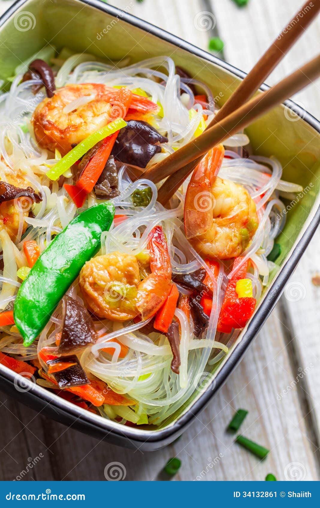 Chinese Mix Vegetables and Rice Noodles Stock Image - Image of