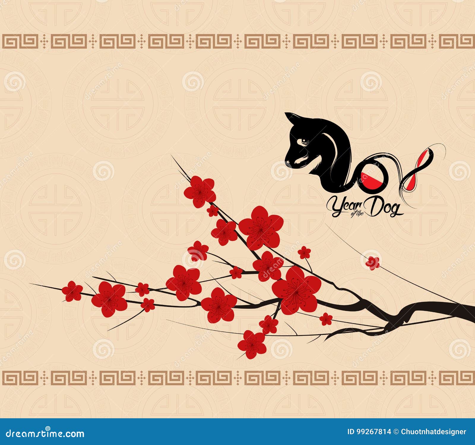 Chinese New Year 2018 Background with Dog. Year of the Dog Stock