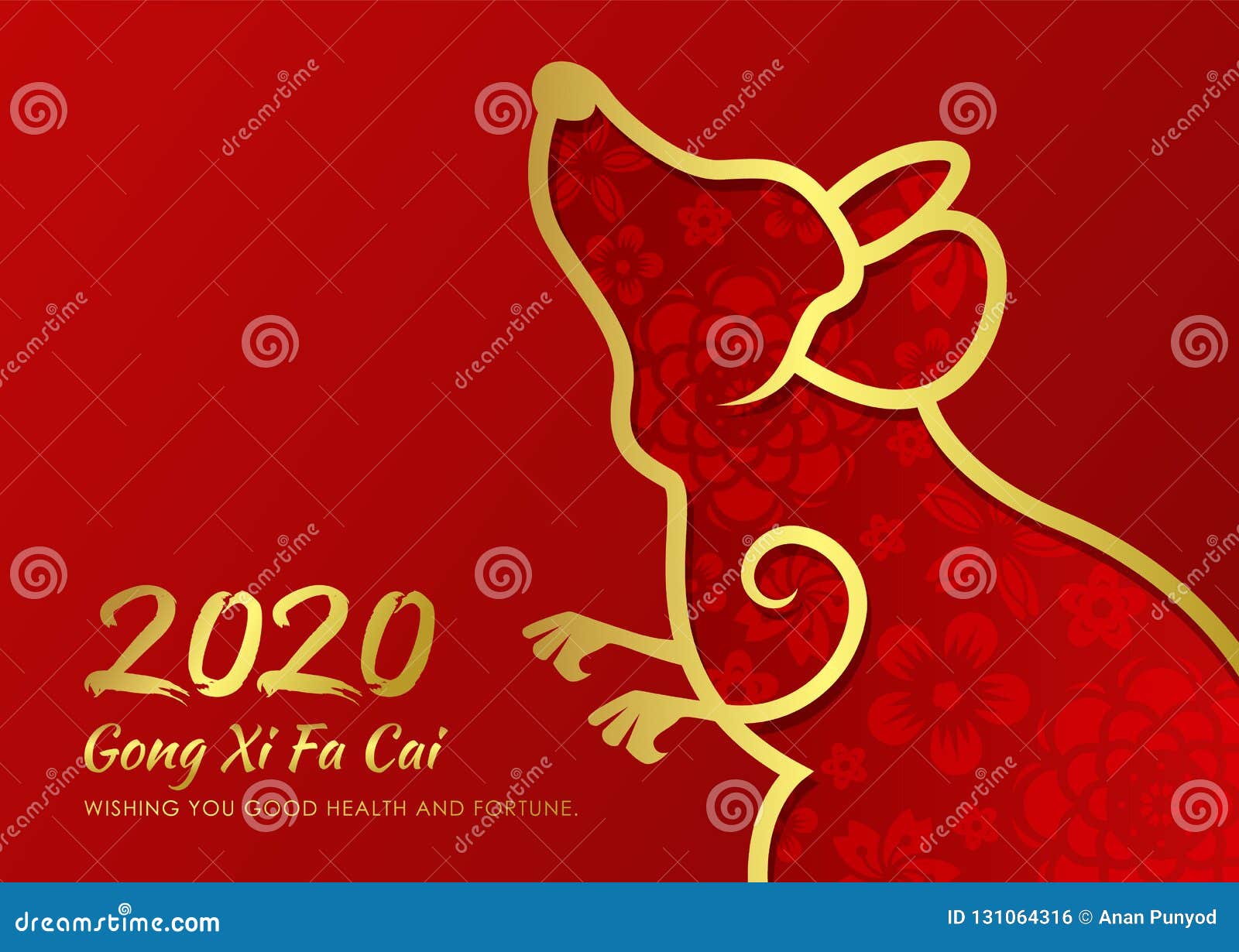 Chinese New Year 2020 Card With Abstract Gold Border Line Rat Zodiac And Abstract ...1600 x 1229