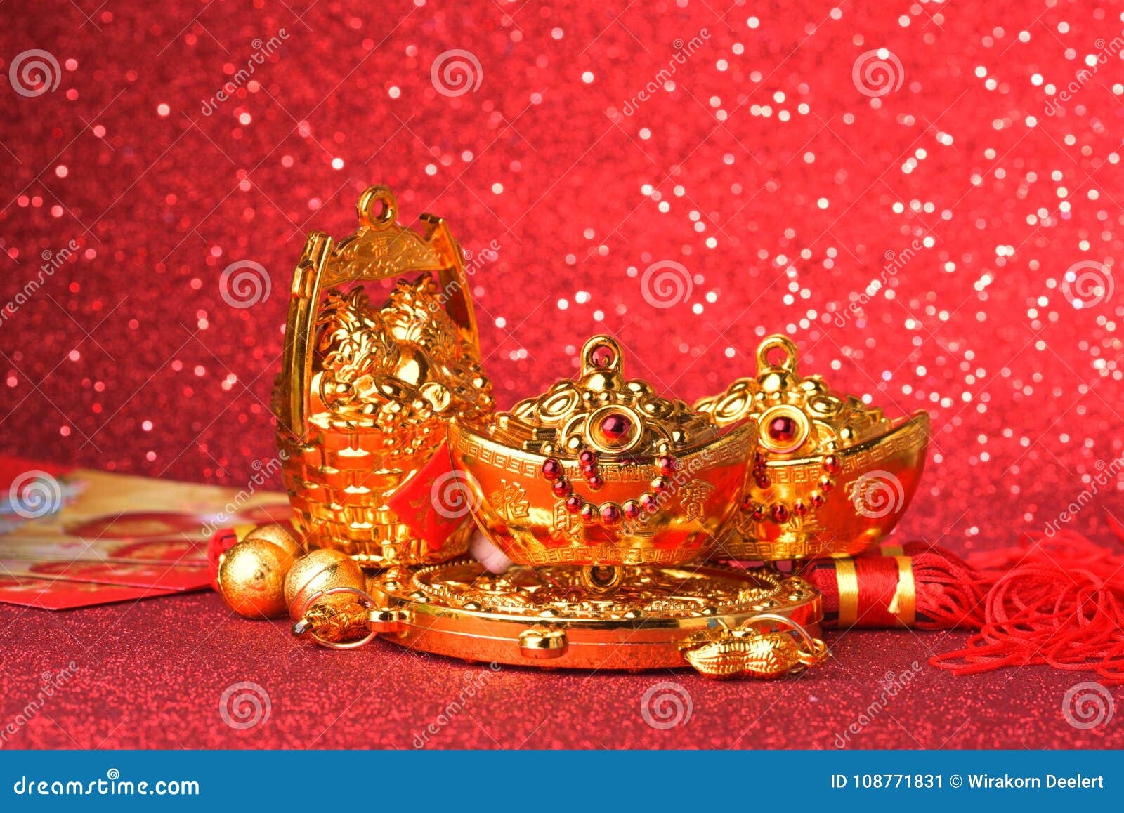 Chinese New Year Decorations And Auspicious Ornaments On ...