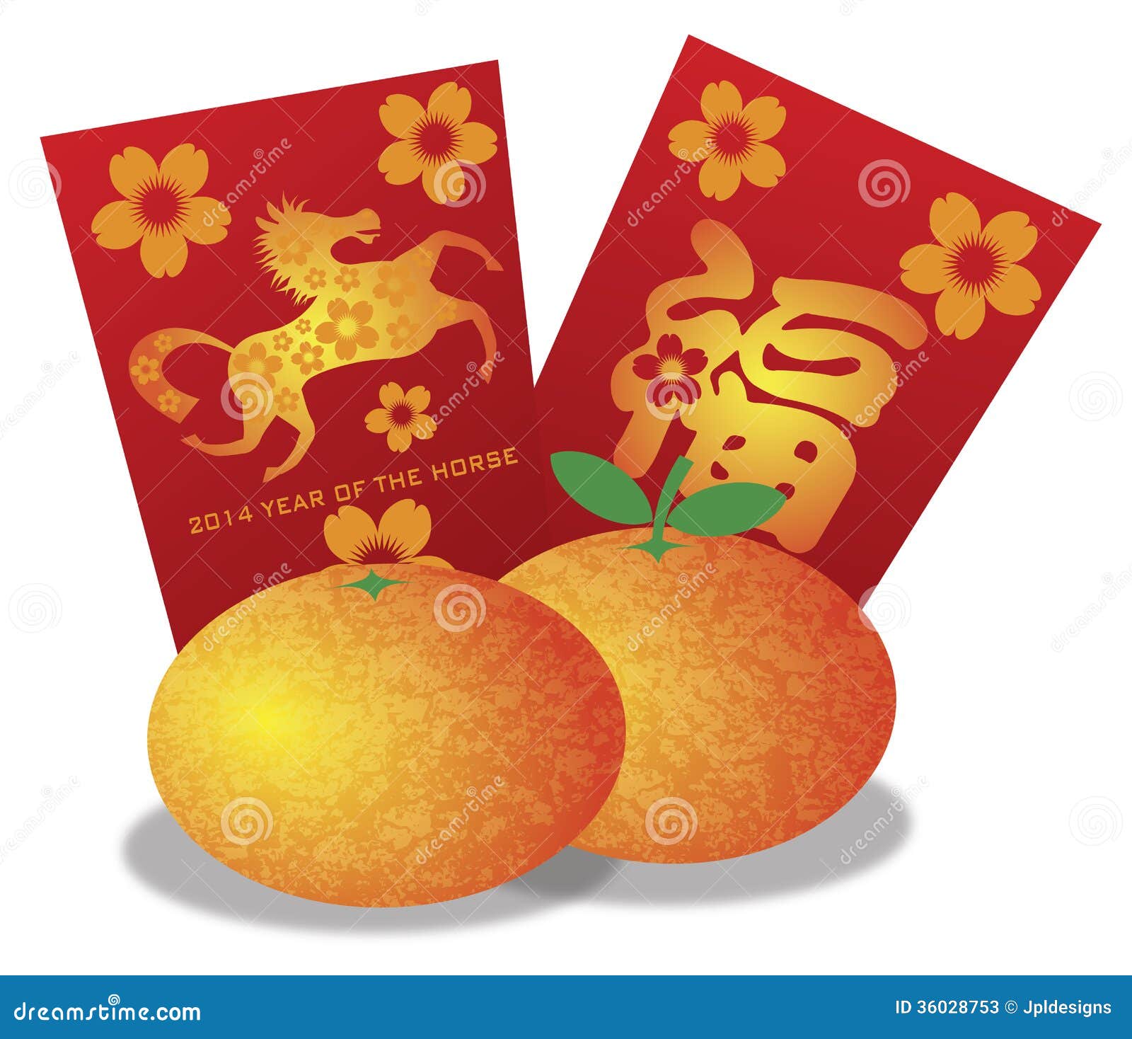 2014 Chinese New Year Of The Horse Oranges And Red Stock Vector - Image: 36028753