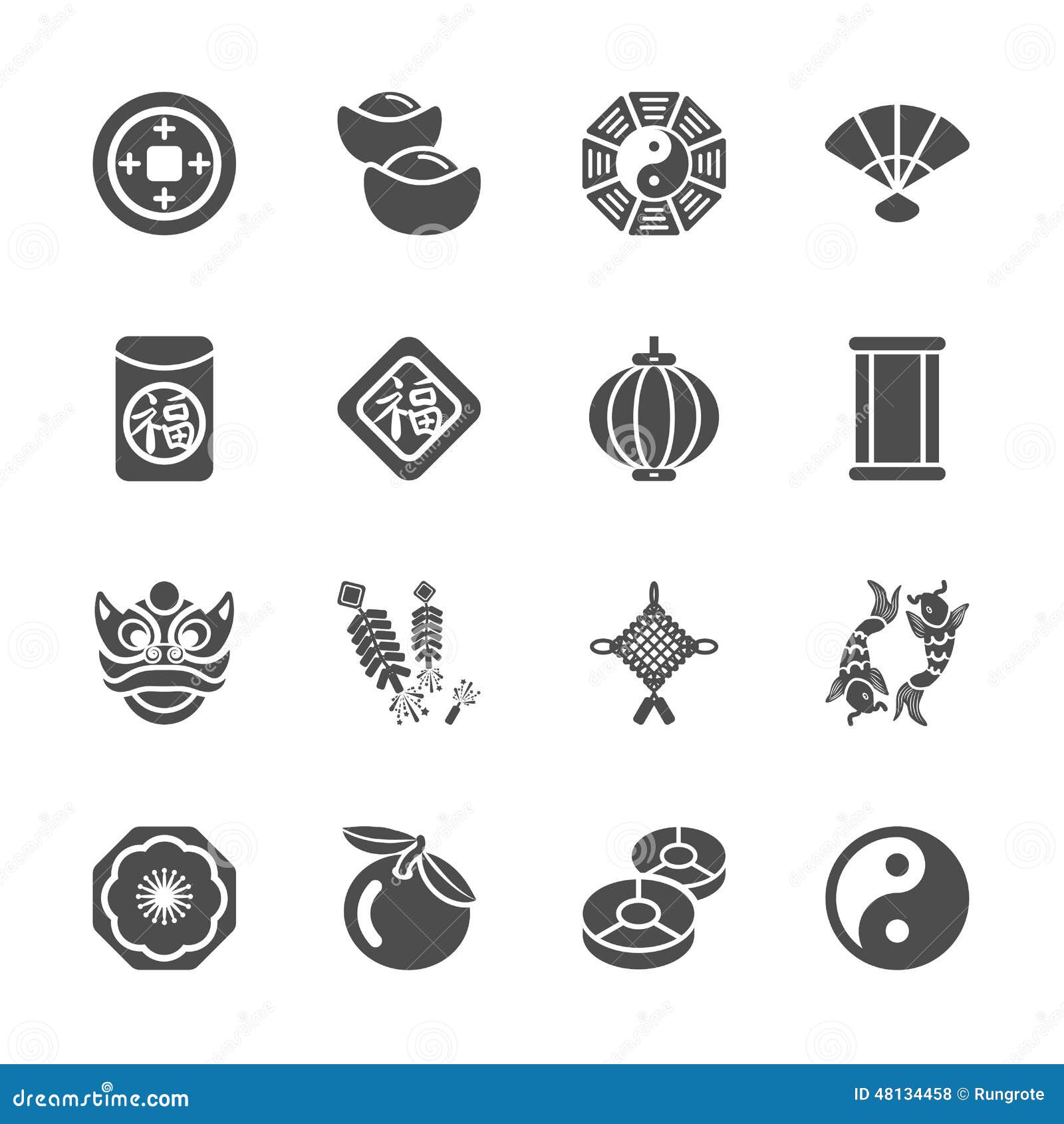 chinese new year icon set,