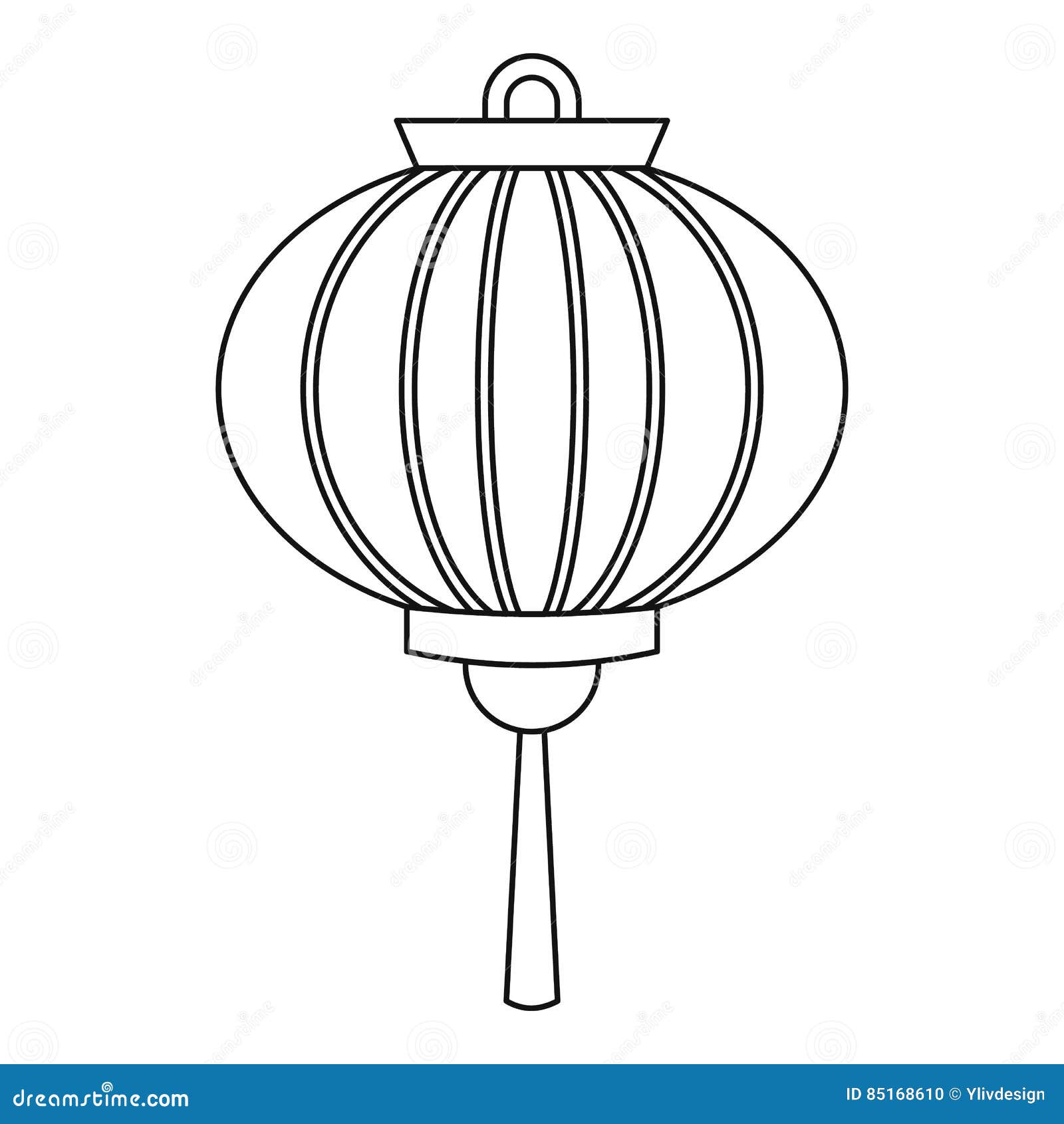 Chinese New Year Lantern Icon, Outline Style Stock Vector