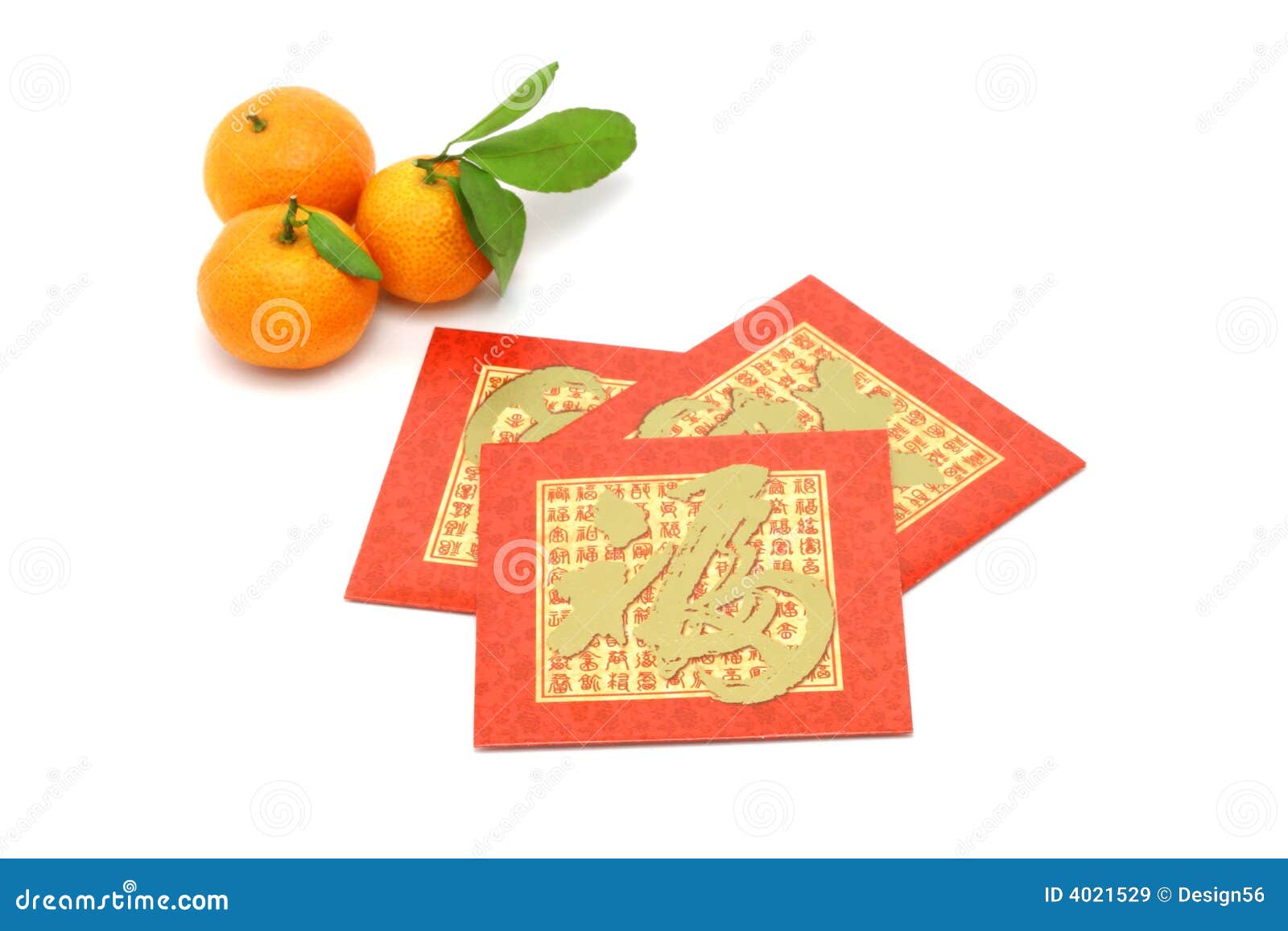 chinese new year mandarin oranges and red packets