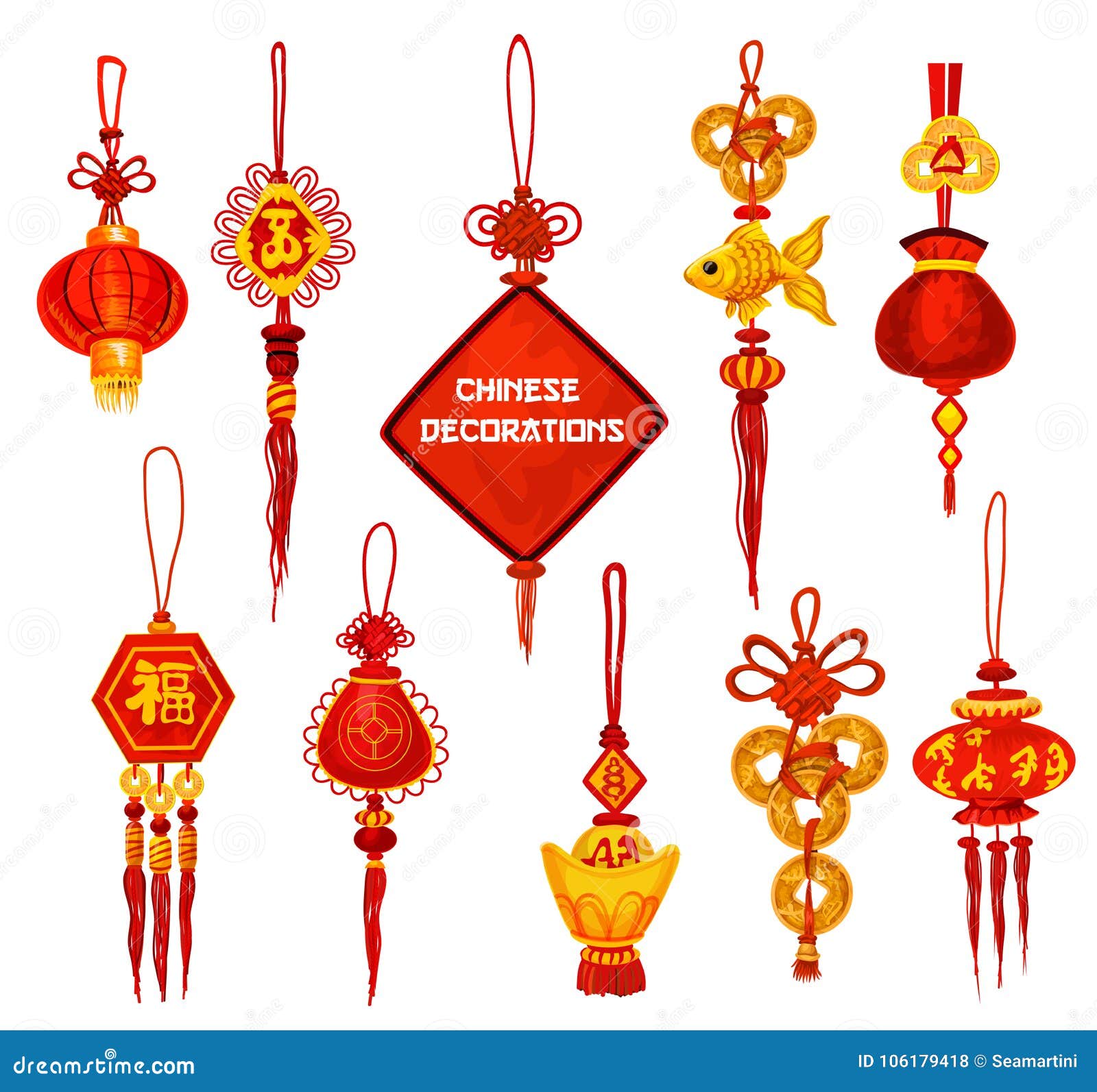 Chinese New Year Ornament Icon Of Lantern And Coin Stock Vector Illustration Of Design Korea