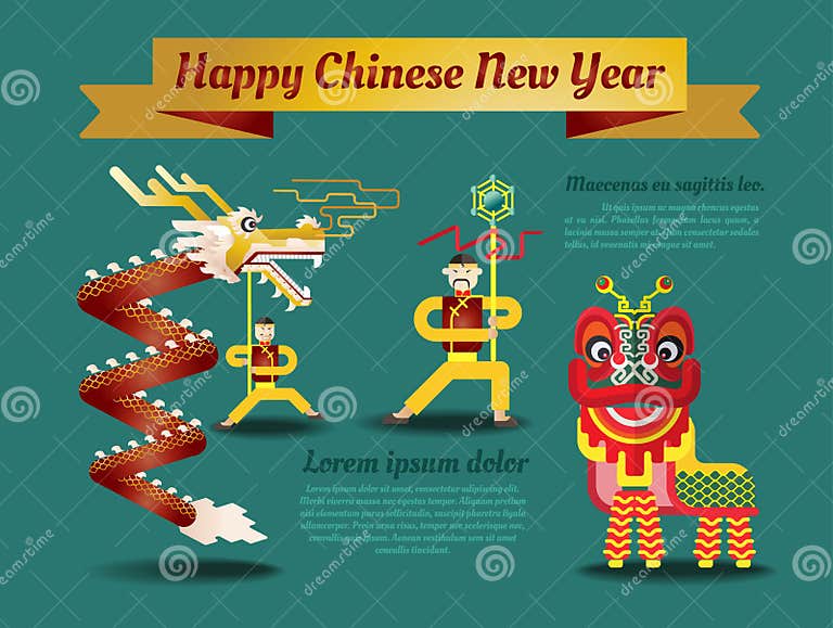 Chinese New Year Poster And Greeting Card Stock Vector Illustration