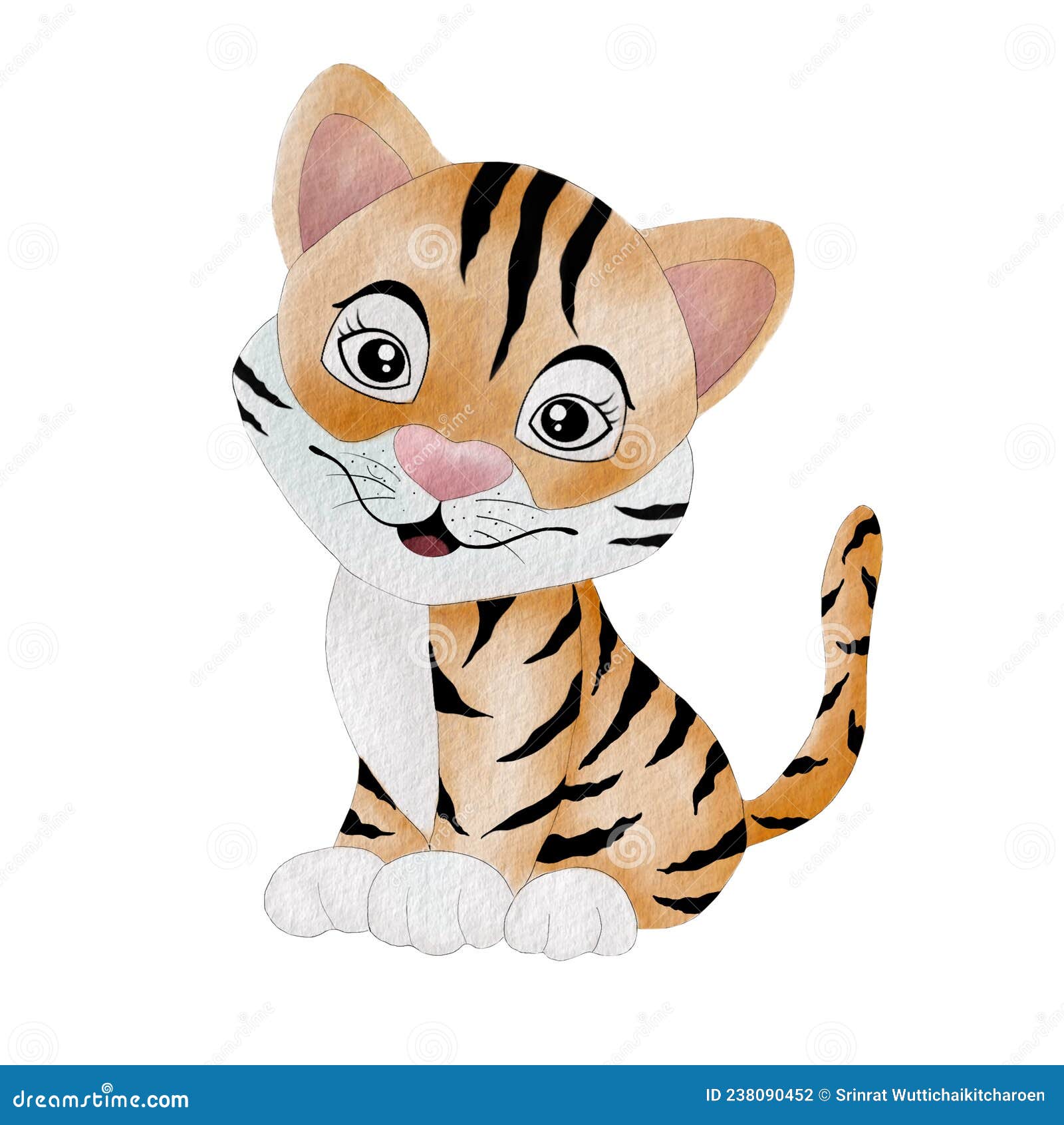 Happy Baby Female Tiger Cartoon Character Watercolor Drawing Stock  Illustration - Illustration of jungle, animal: 238090452