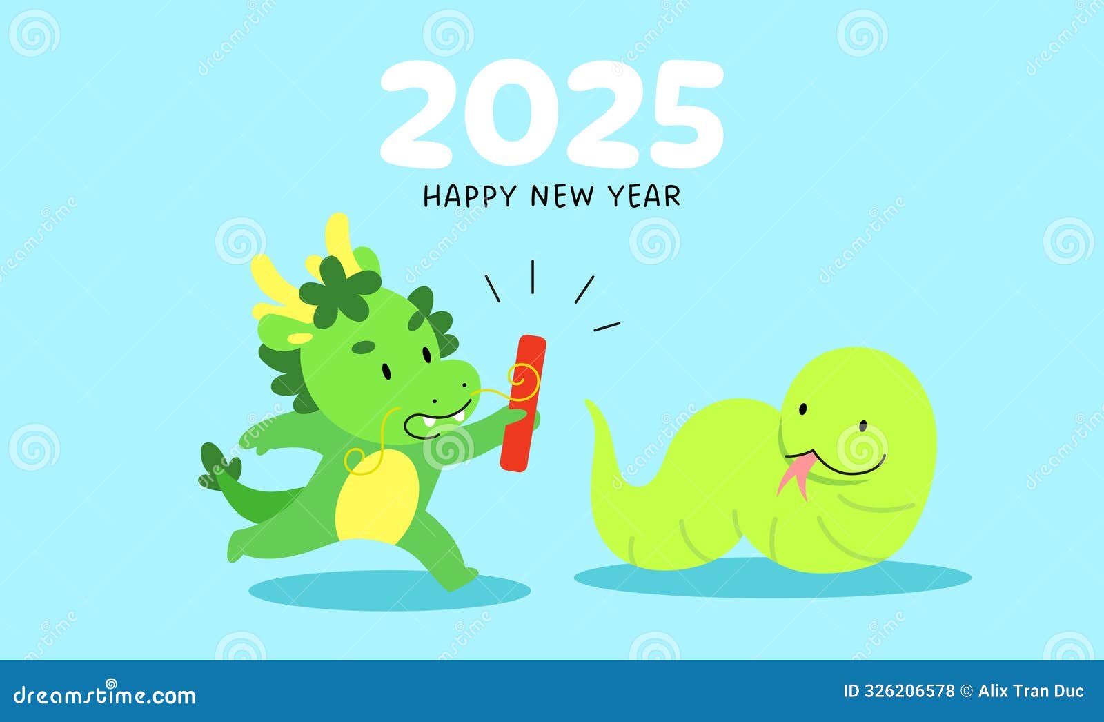 Chinese New Year 2025 with Zodiac Snake and Dragon Stock Vector ...