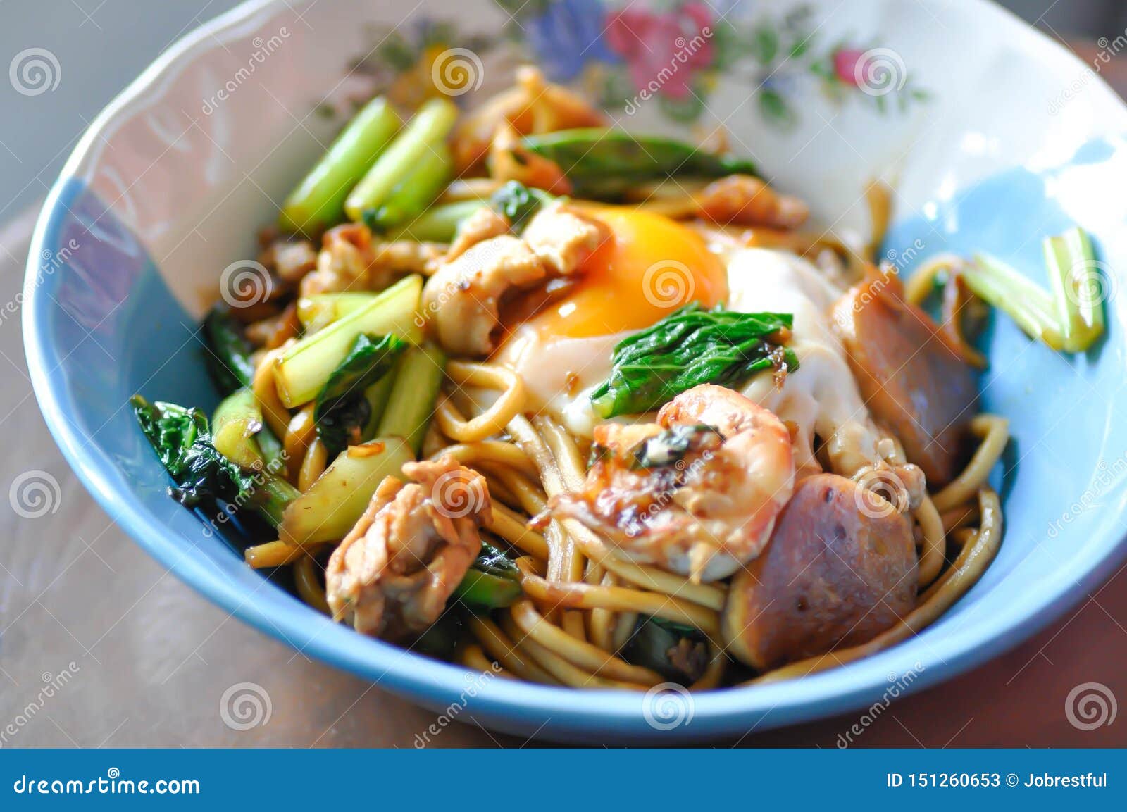 Chinese Noodle or Noodles with Egg Stock Image - Image of chicken
