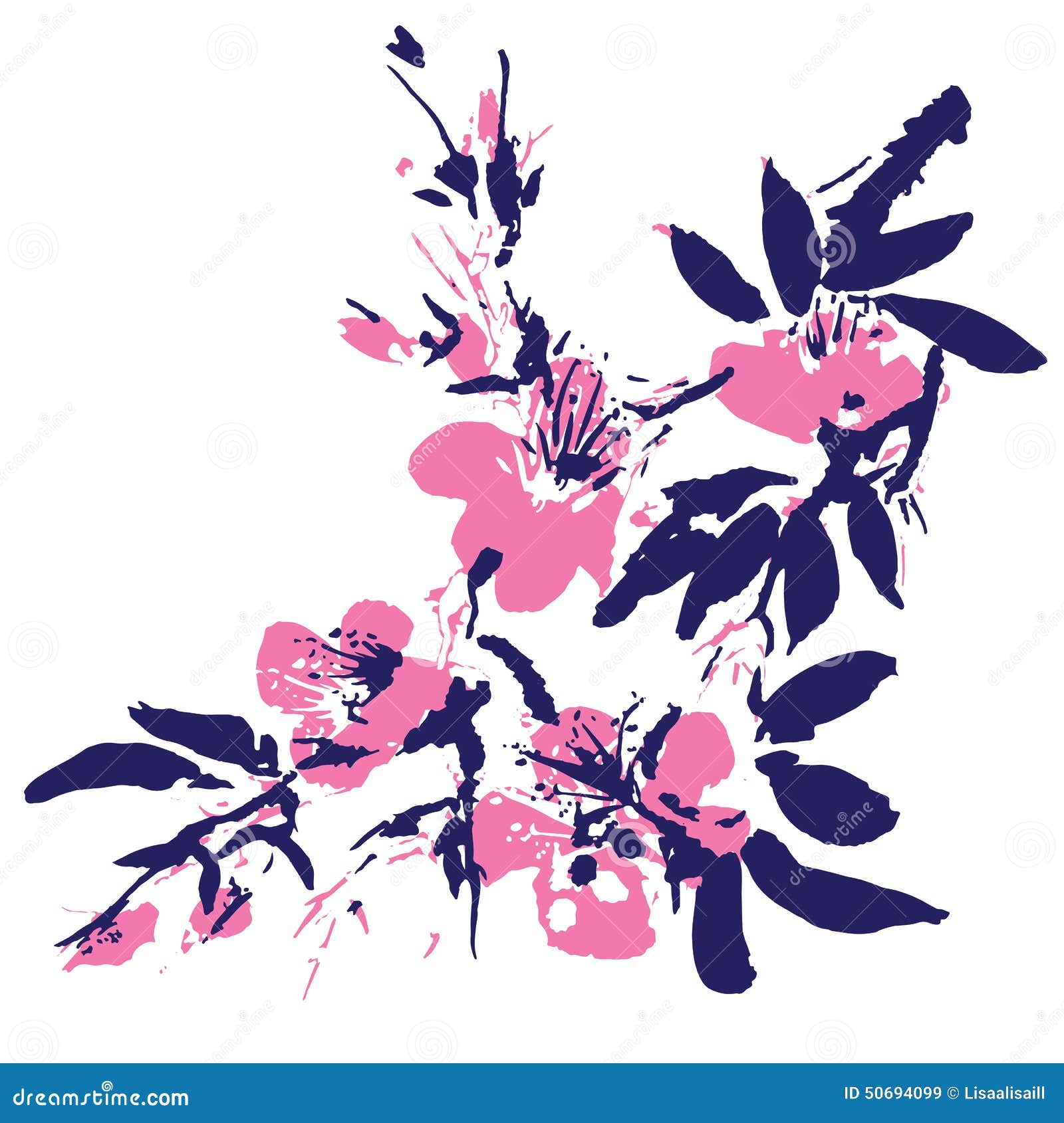 Chinese Painting Of Flowers Stock Vector - Illustration of 