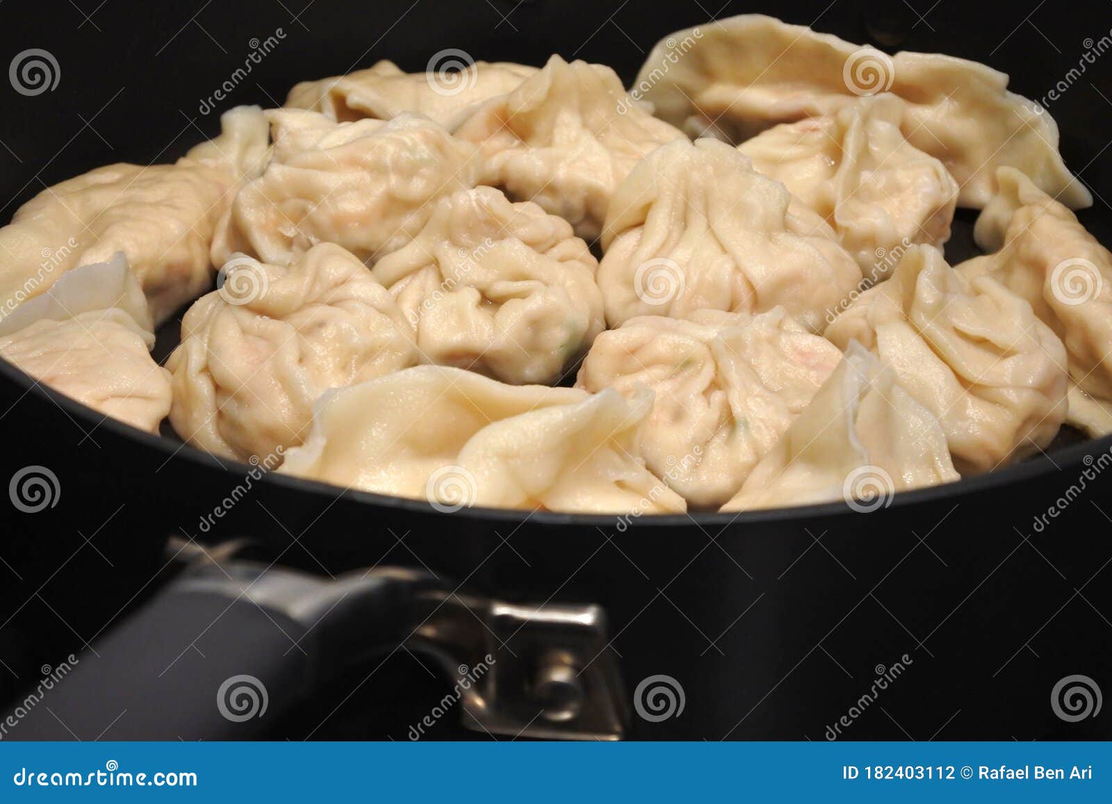 Chinese PanFried Dumplings in Fry Pan Stock Photo Image of china