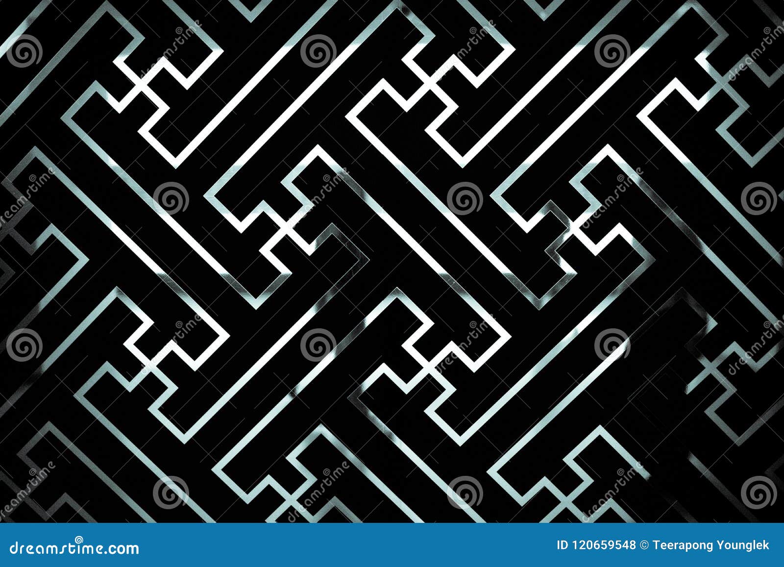 Chinese Pattern Painting In Black And White On The Wall Of Art