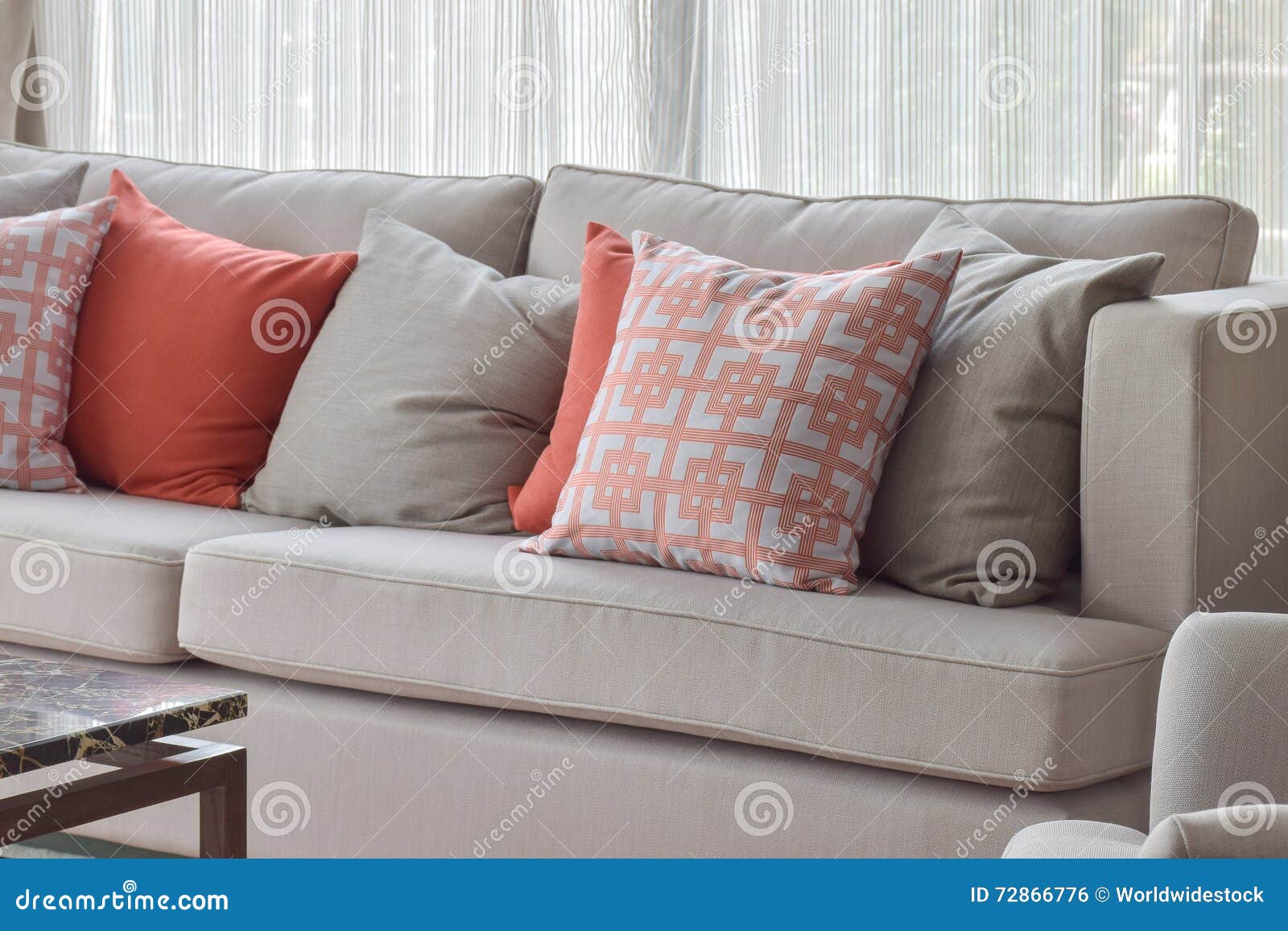 red and gray pillows