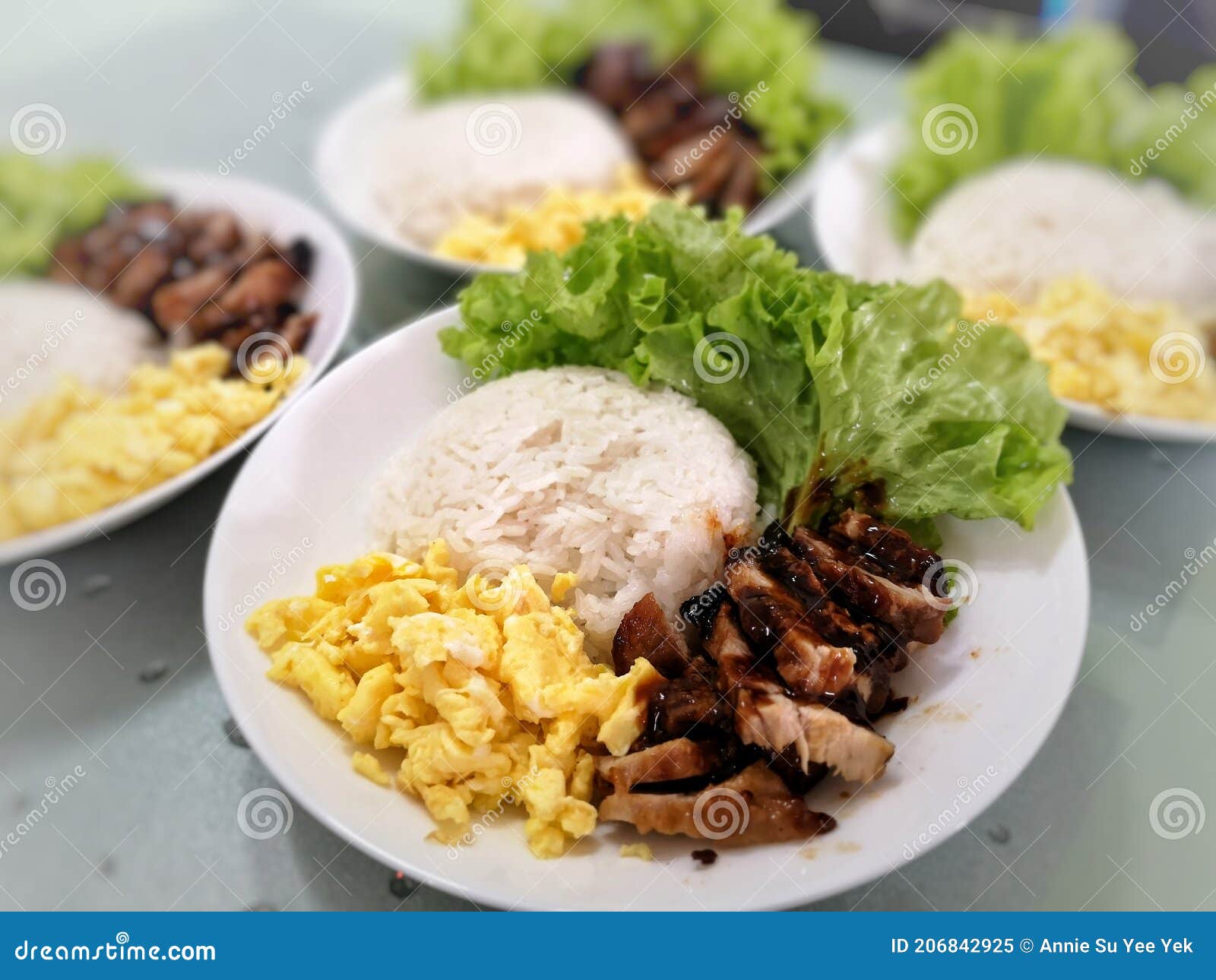 Chinese Pork Rice with Eggs Stock Image - Image of breakfast, eggs