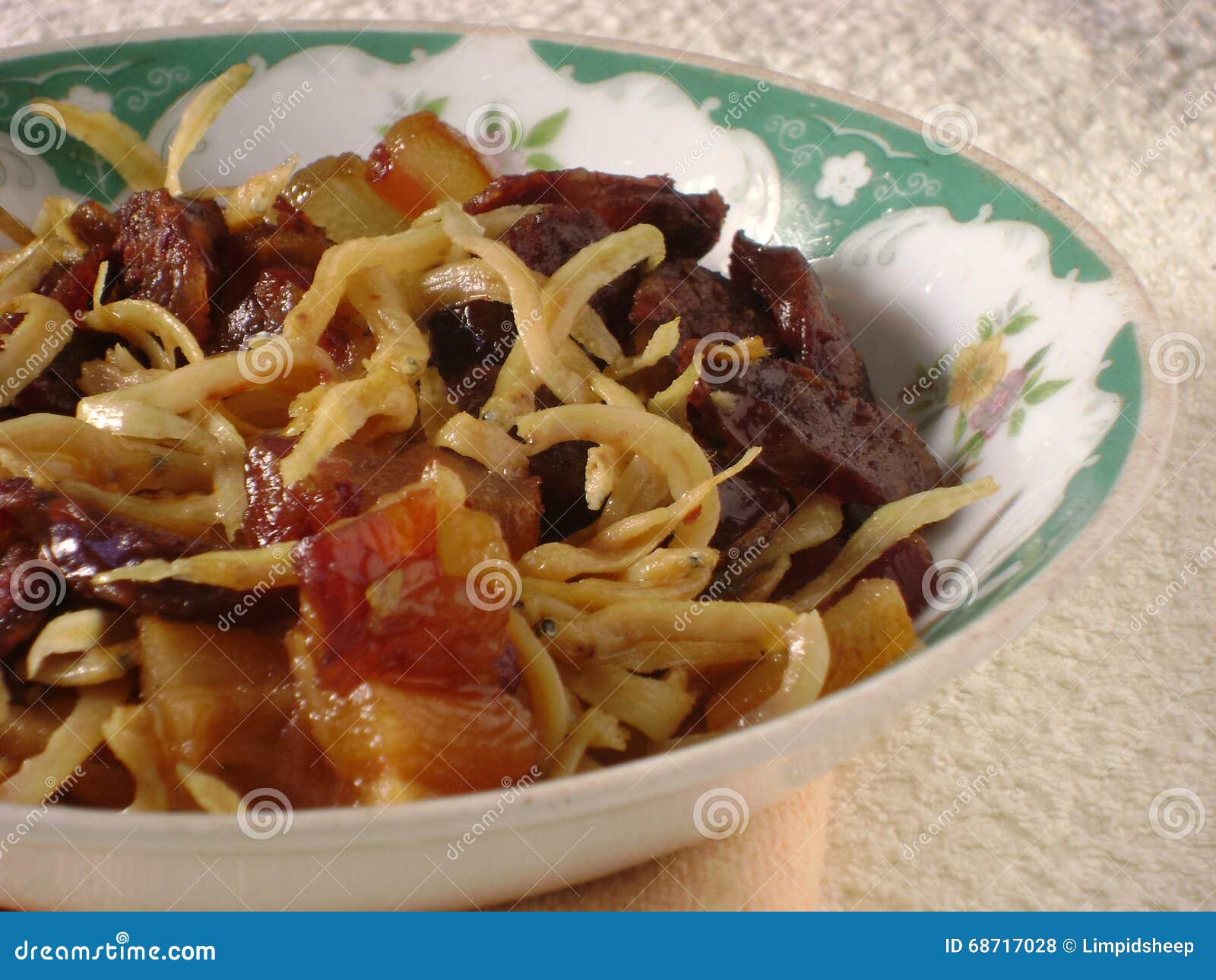 Chinese Preserved Salted Pork Fried with Dried Fish Stock Photo Image