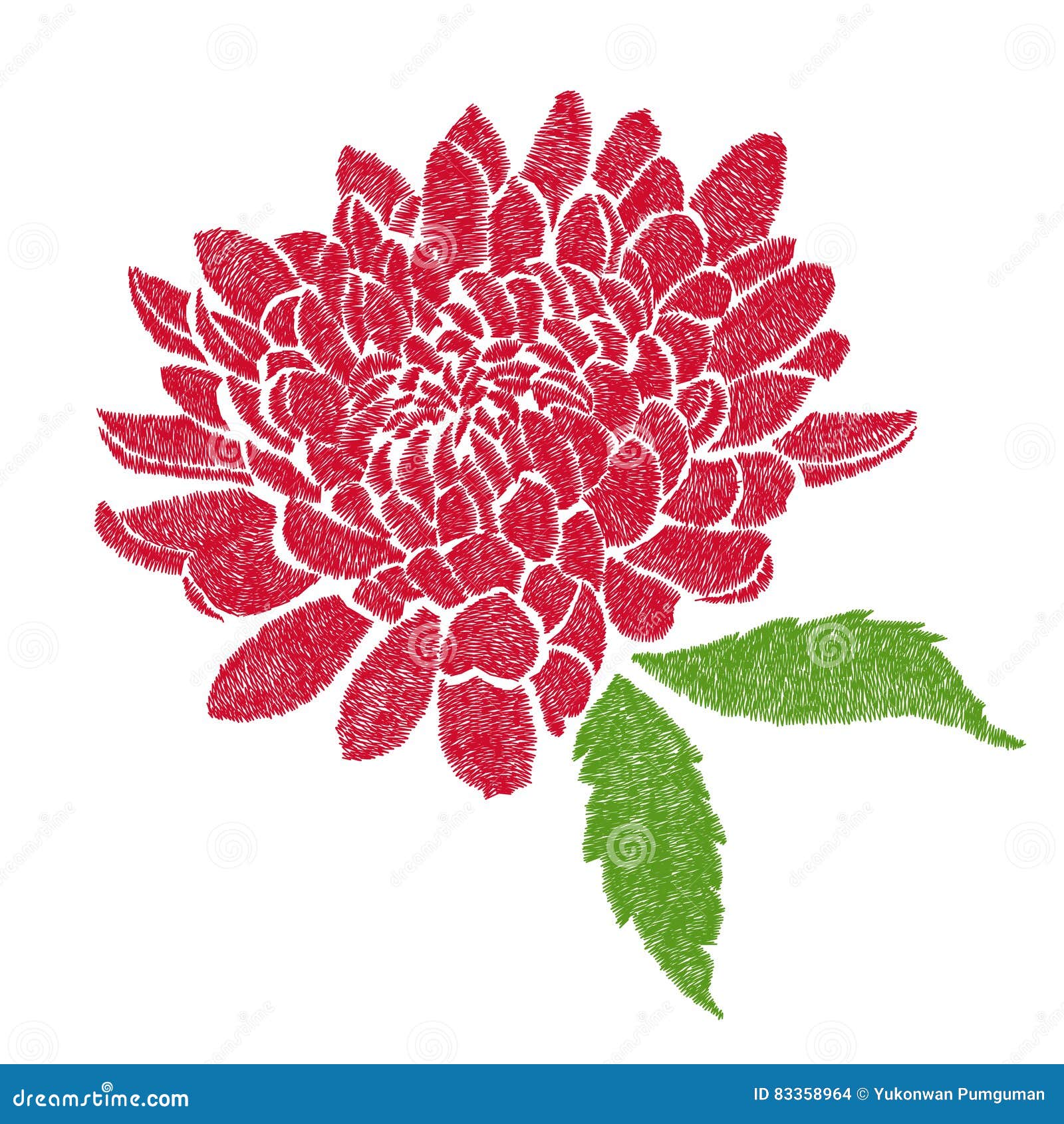 Chinese Red Flower Embroidery Design for Clothing. Vector Stock ...