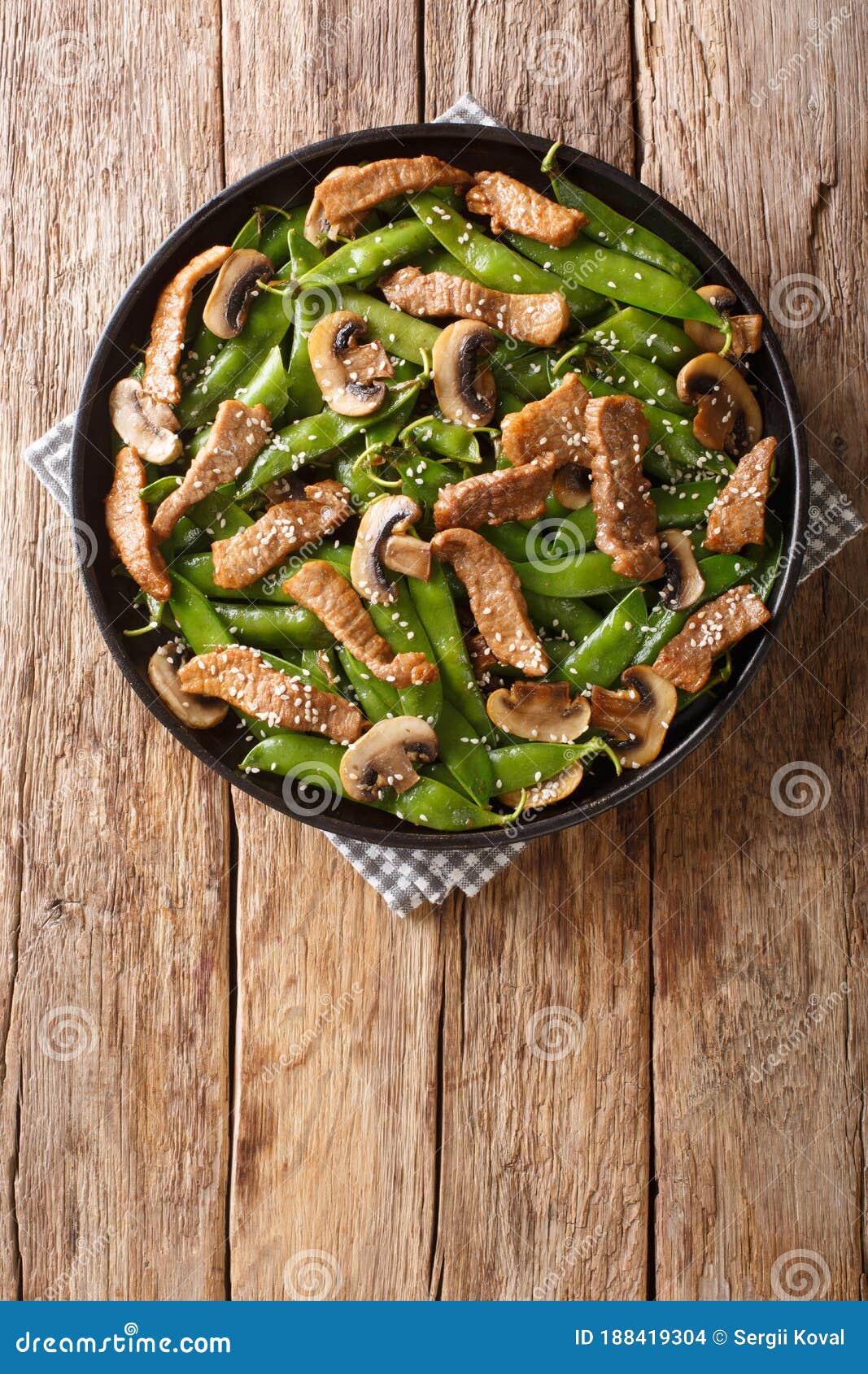 Chinese Roasted Beef with Mushrooms and Pods of Green Peas, Sesame ...