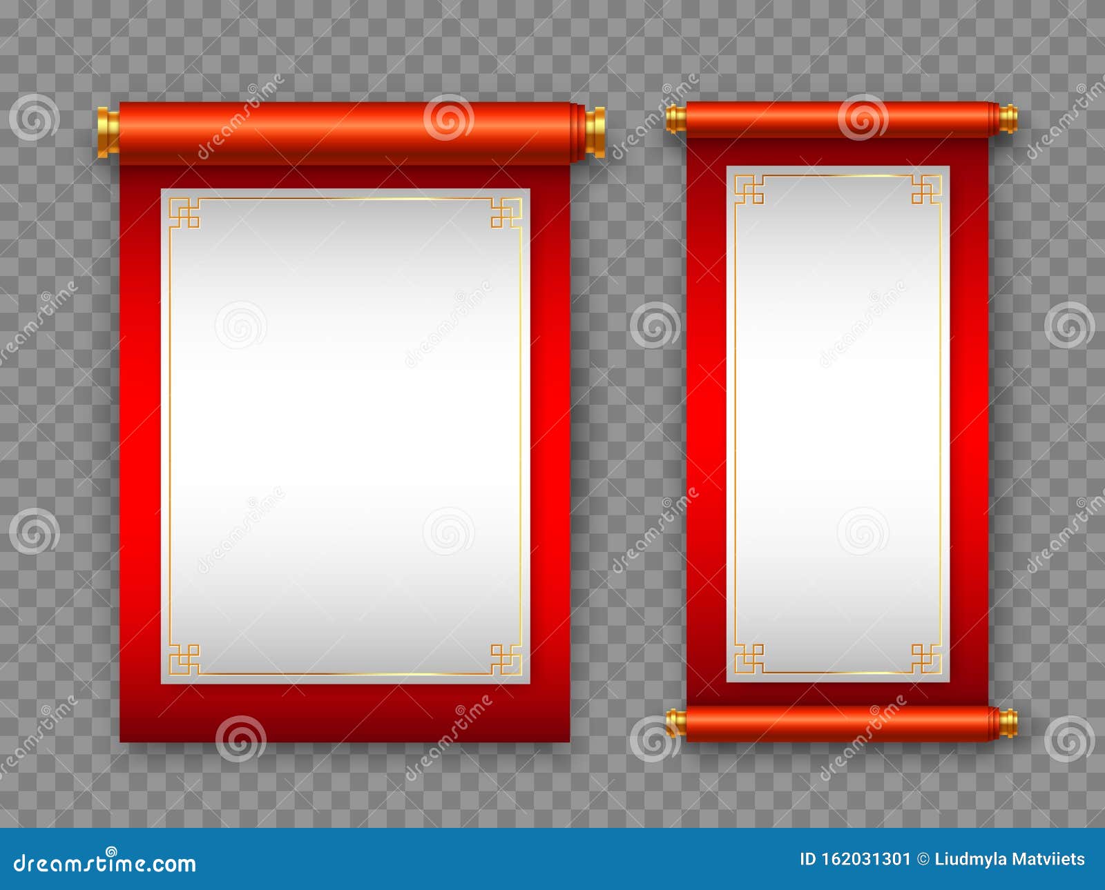 Chinese Scrolls in Traditional Style. Stock Vector - Illustration of