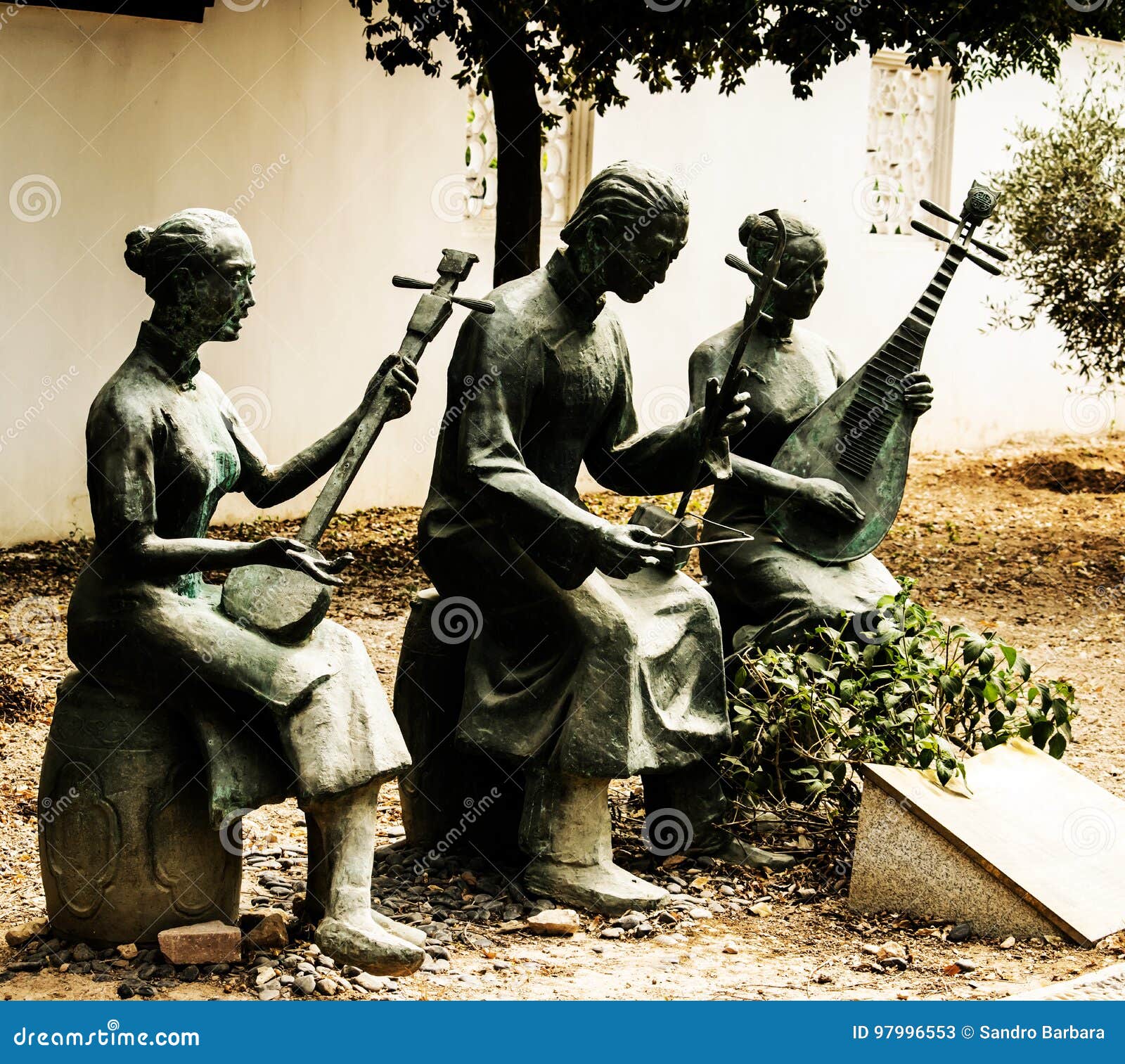 Chinese Sculptures Symbolizing Music Stock Image Image of people