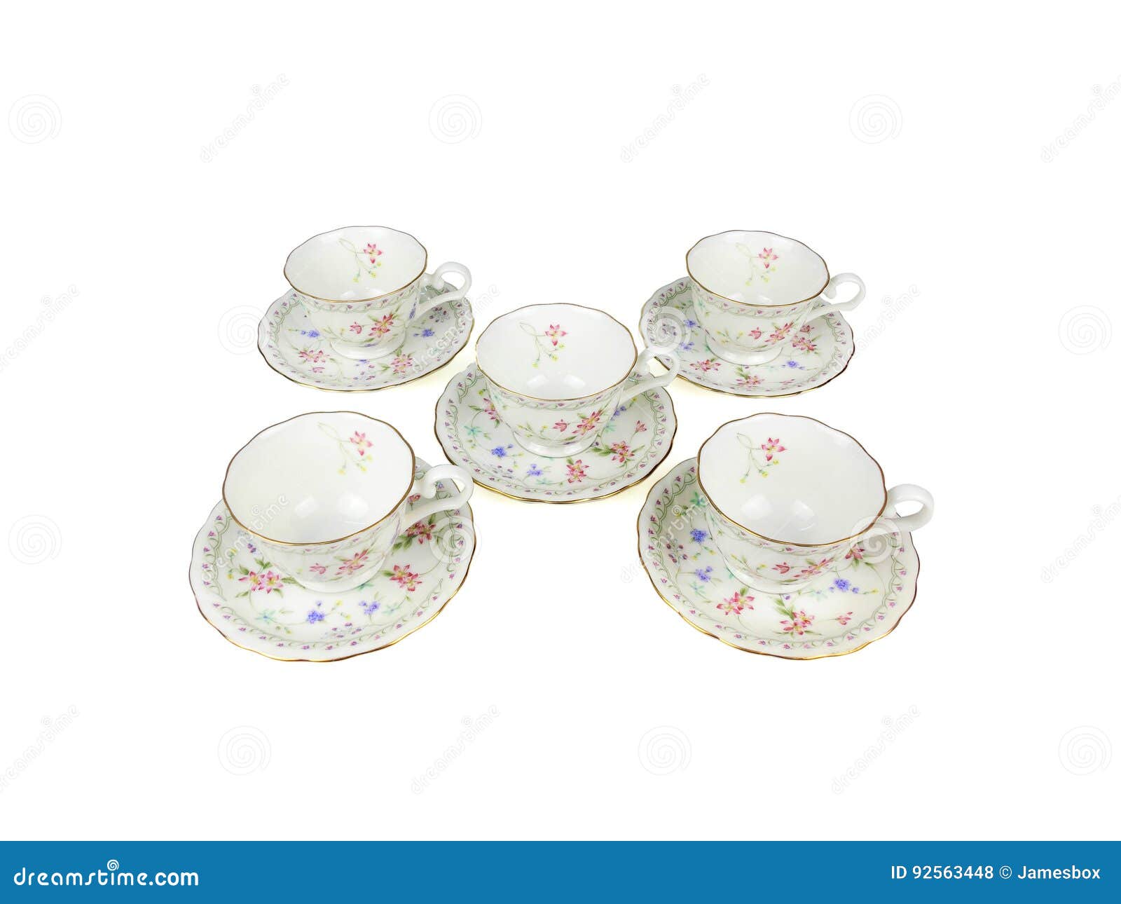 Chinese Set of Tea Cups on White Background Stock Photo Image of bowl