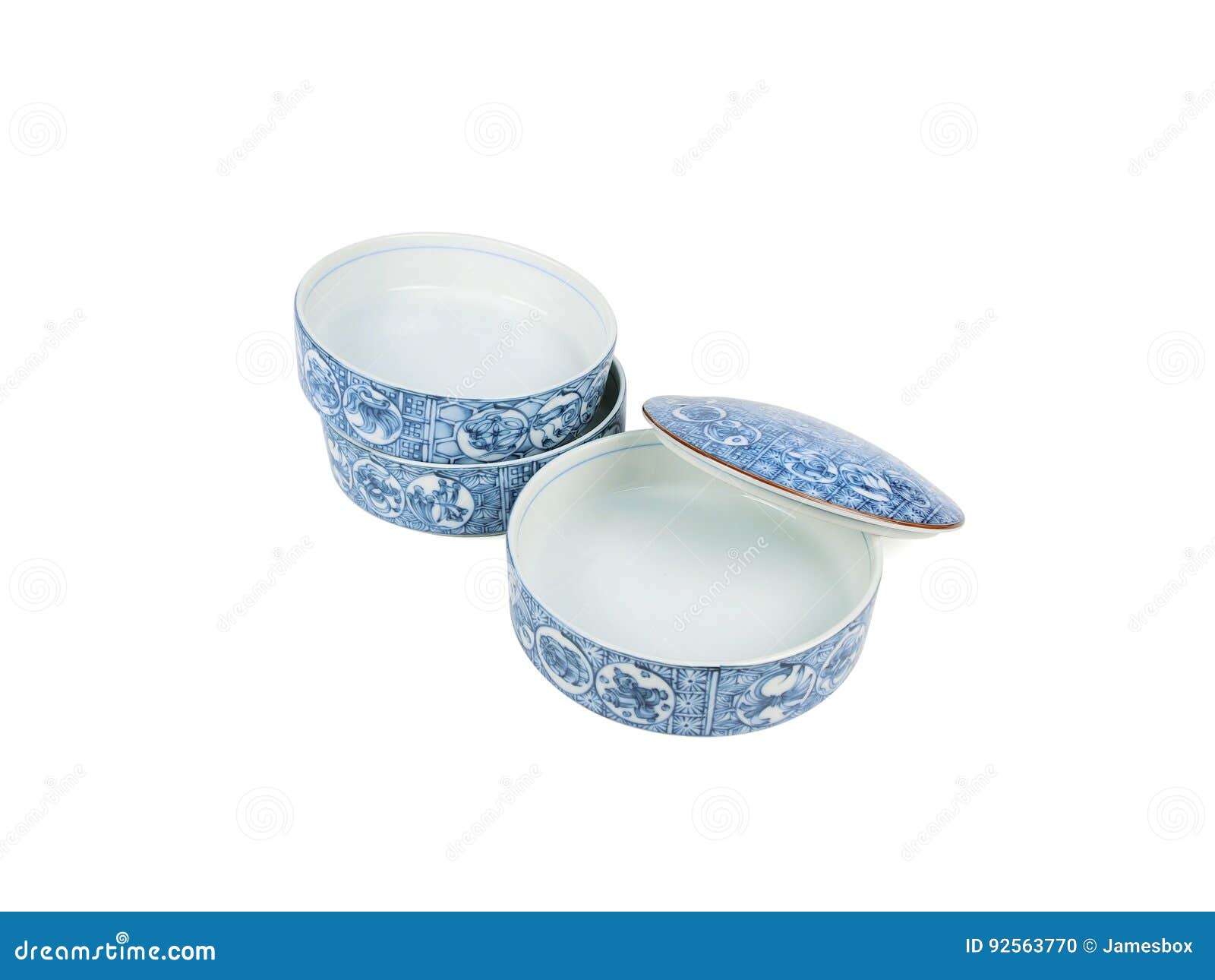 Chinese Set of Tea Cups on White Background Stock Photo Image of